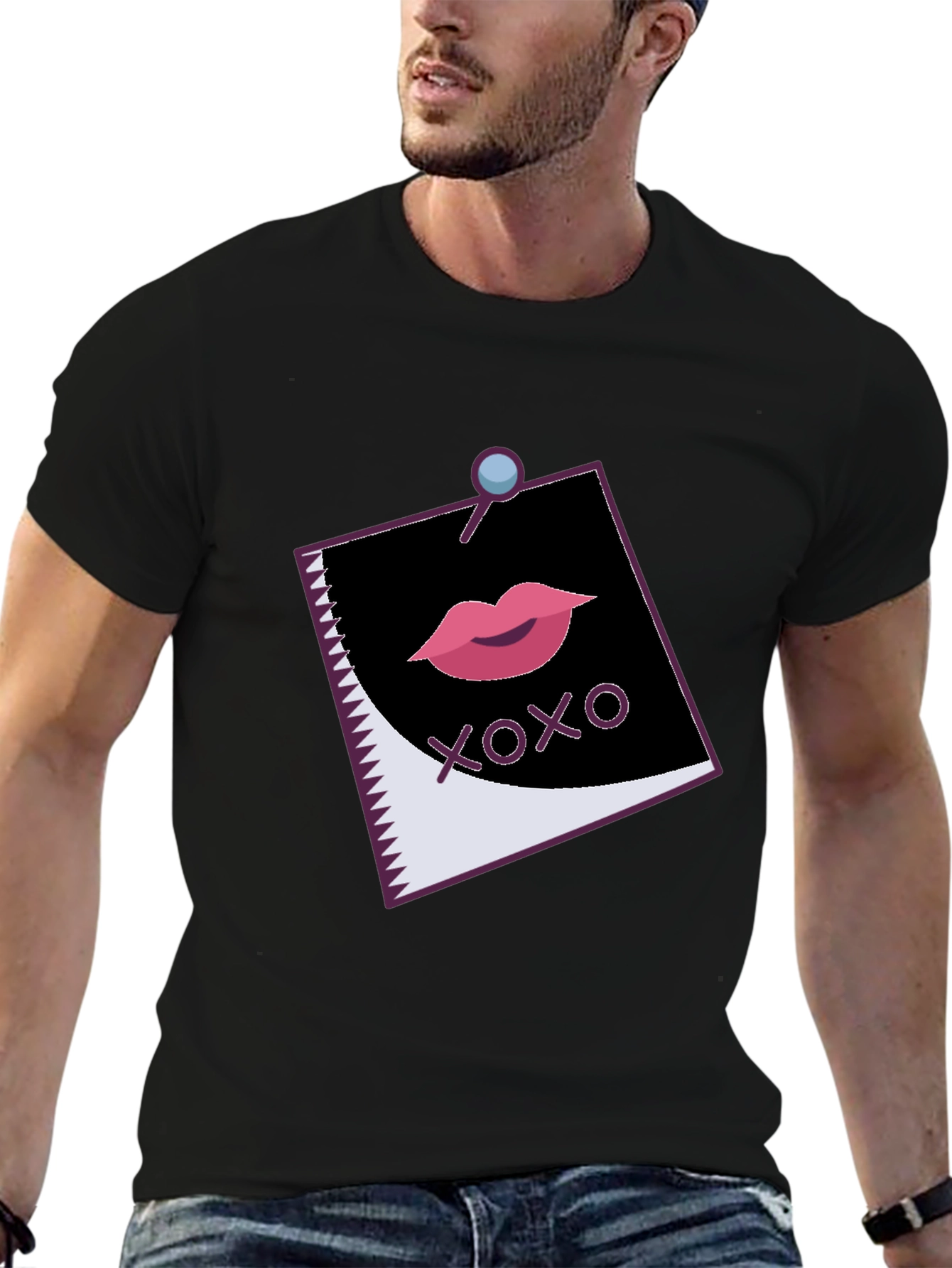 Black XOXO Lips Graphic Black Tee view 6