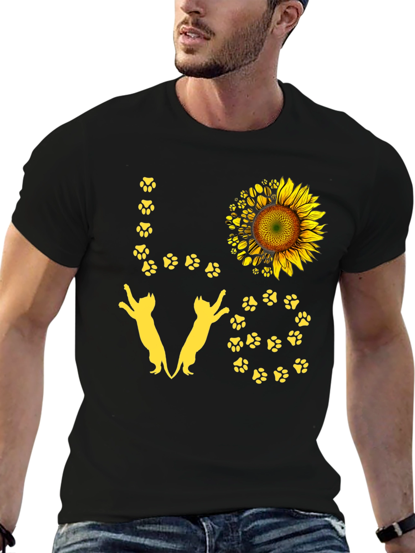 Black Love Cats Sunflower Graphic Tee view 6