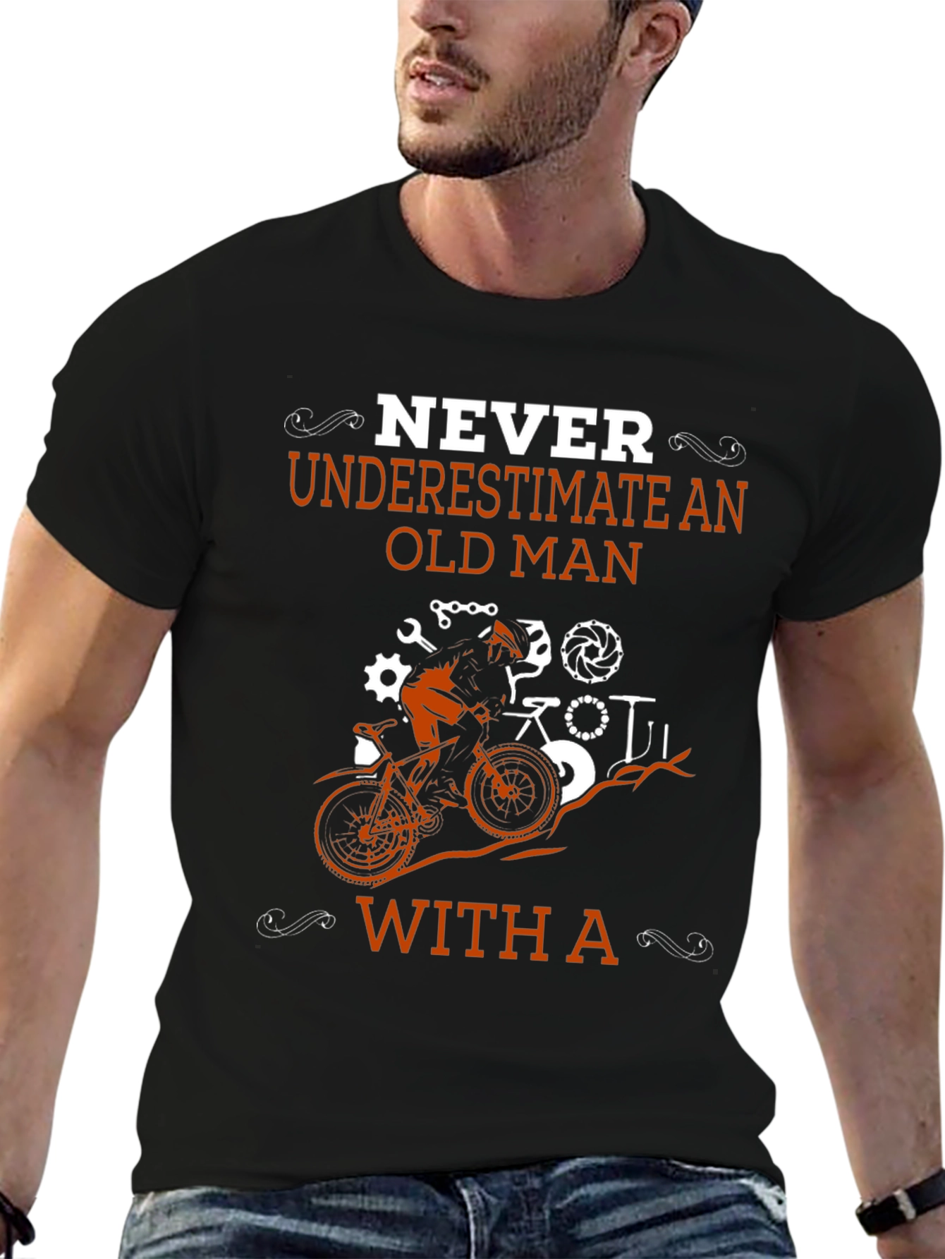 Black Never Underestimate An Old Man With A Bike T-Shirt view 6