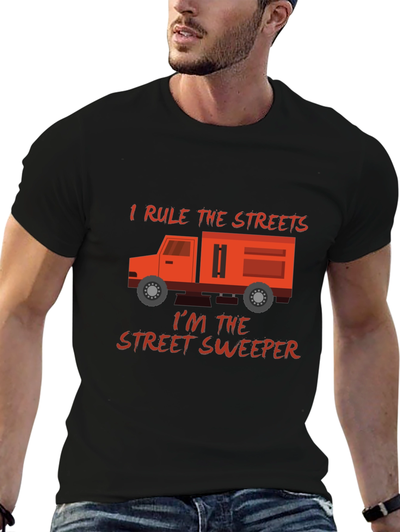 Black I Rule The Streets Street Sweeper T-Shirt view 6