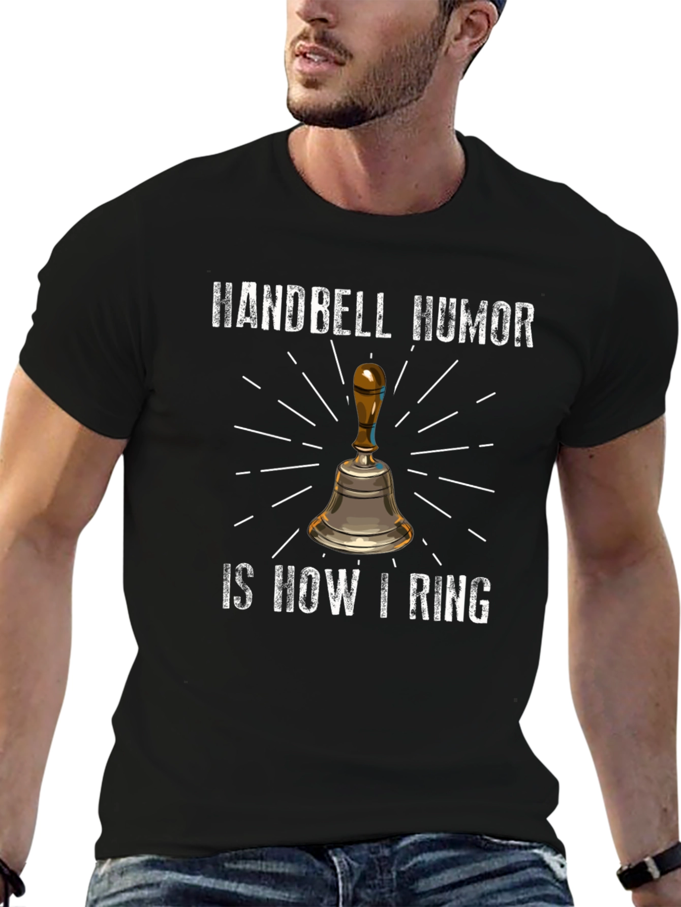 Black Handbell Humor T-Shirt Funny Musician Joke Tee view 6