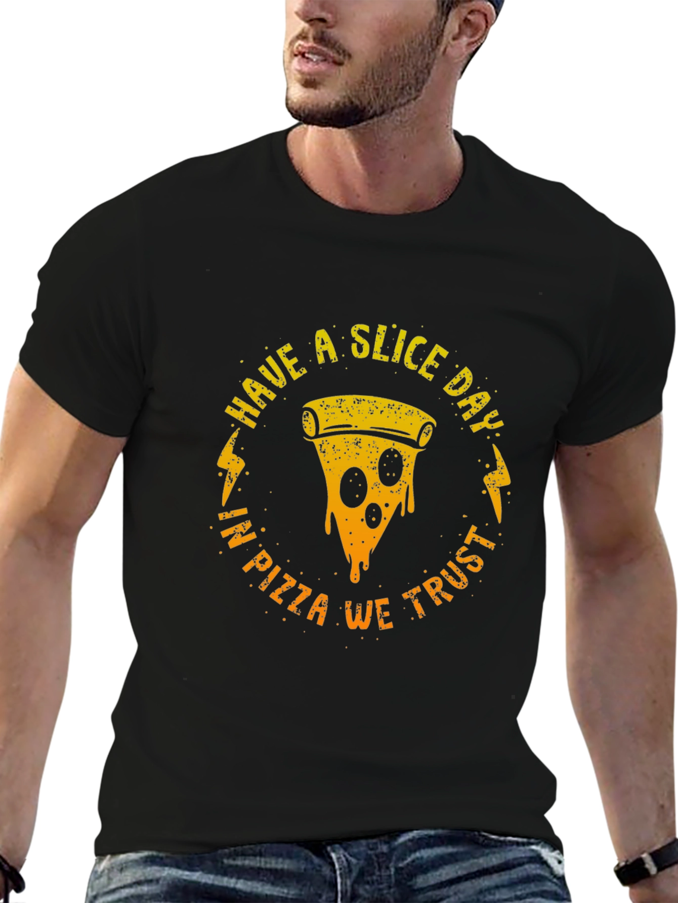 Black Have a Slice Day Pizza Graphic T-Shirt view 6