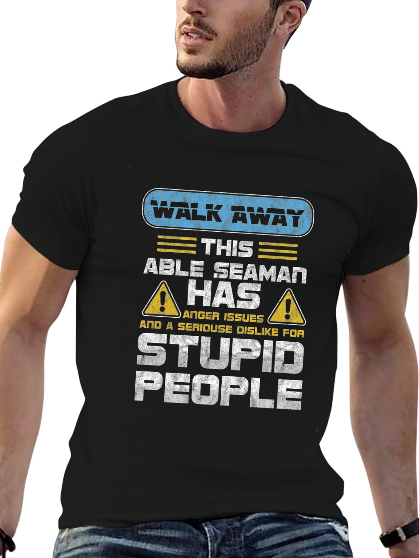 Black Walk Away Able Seaman Anger Issues T-Shirt view 6