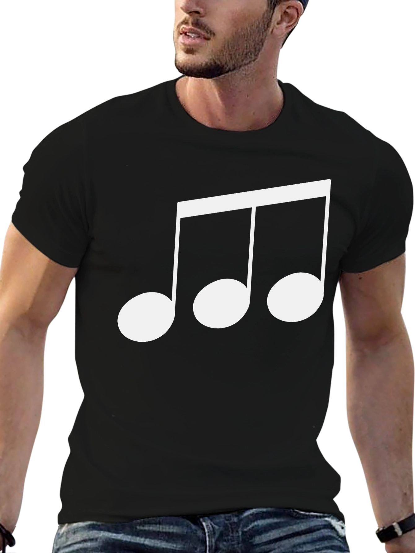 Black Musical Note Graphic Black T-Shirt view 6