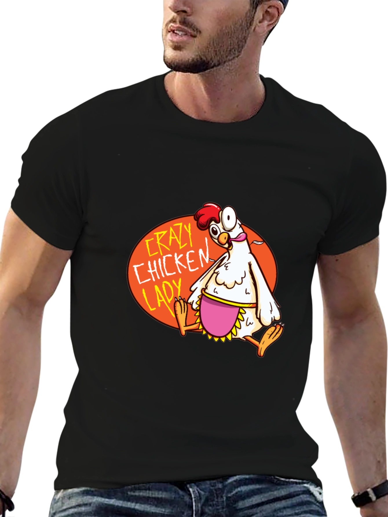 Black Crazy Chicken Lady Graphic T-Shirt view 6