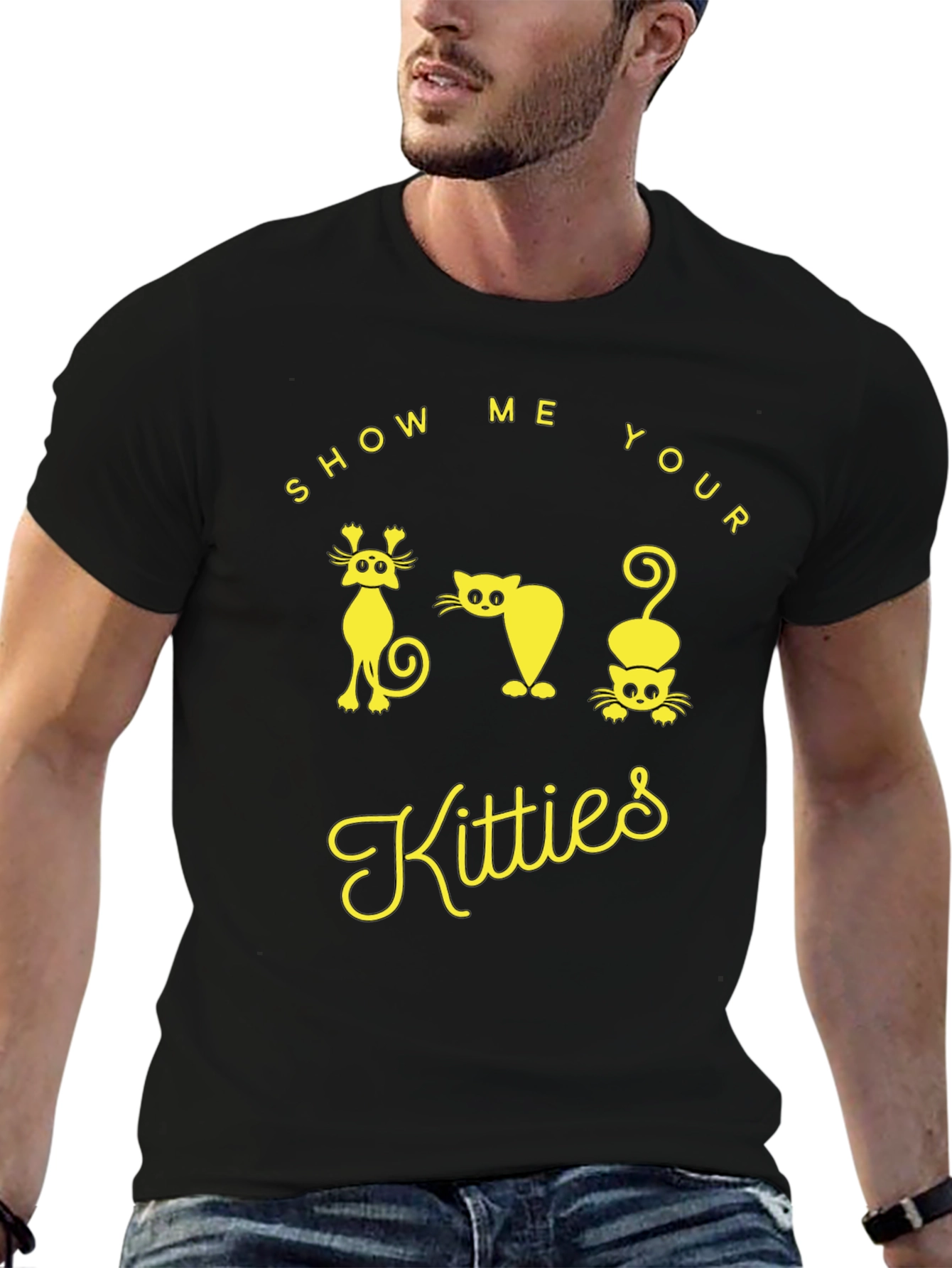 Black Show Me Your Kitties T-Shirt view 6