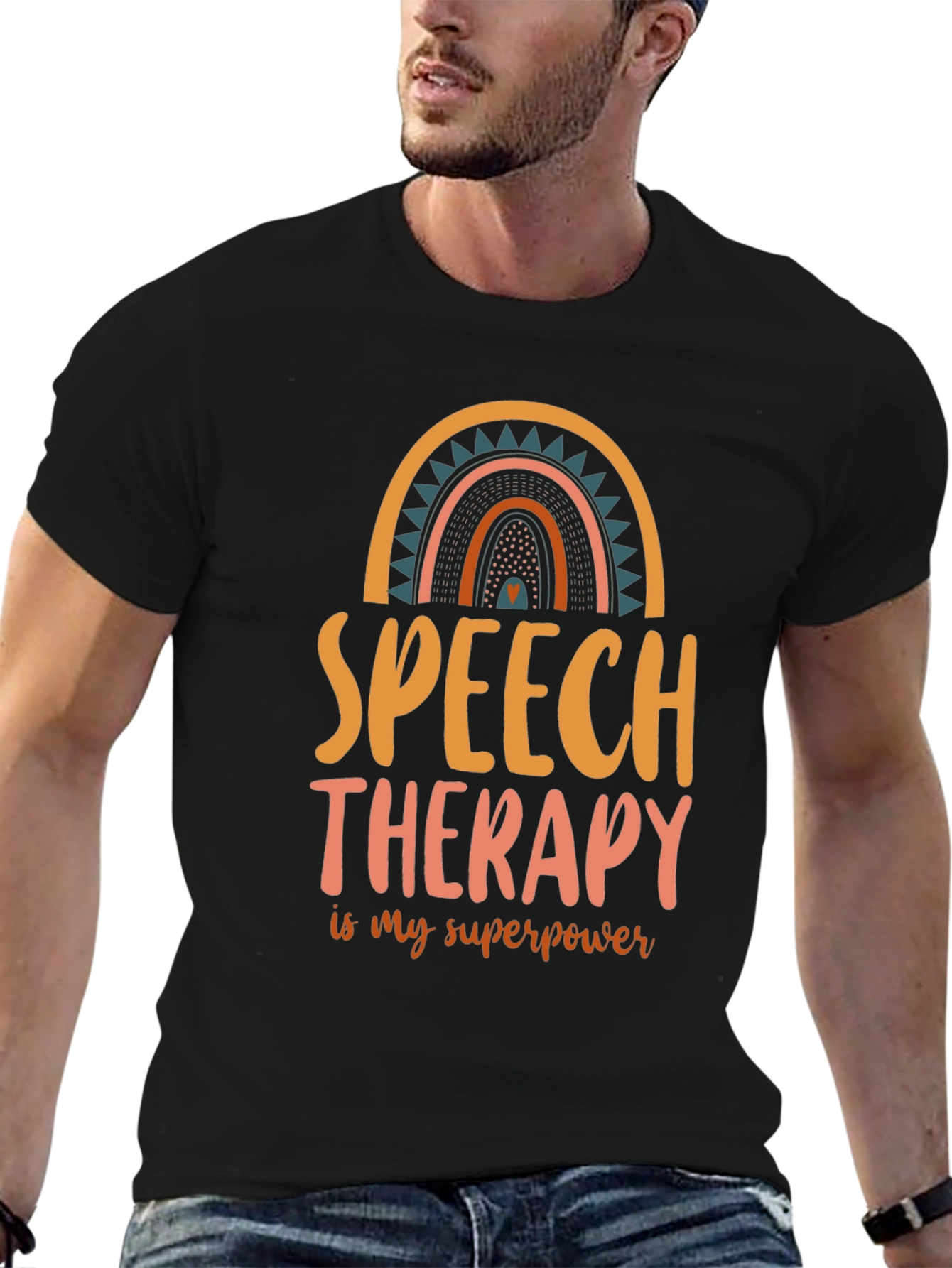 Black Speech Therapy Superpower T-Shirt view 6