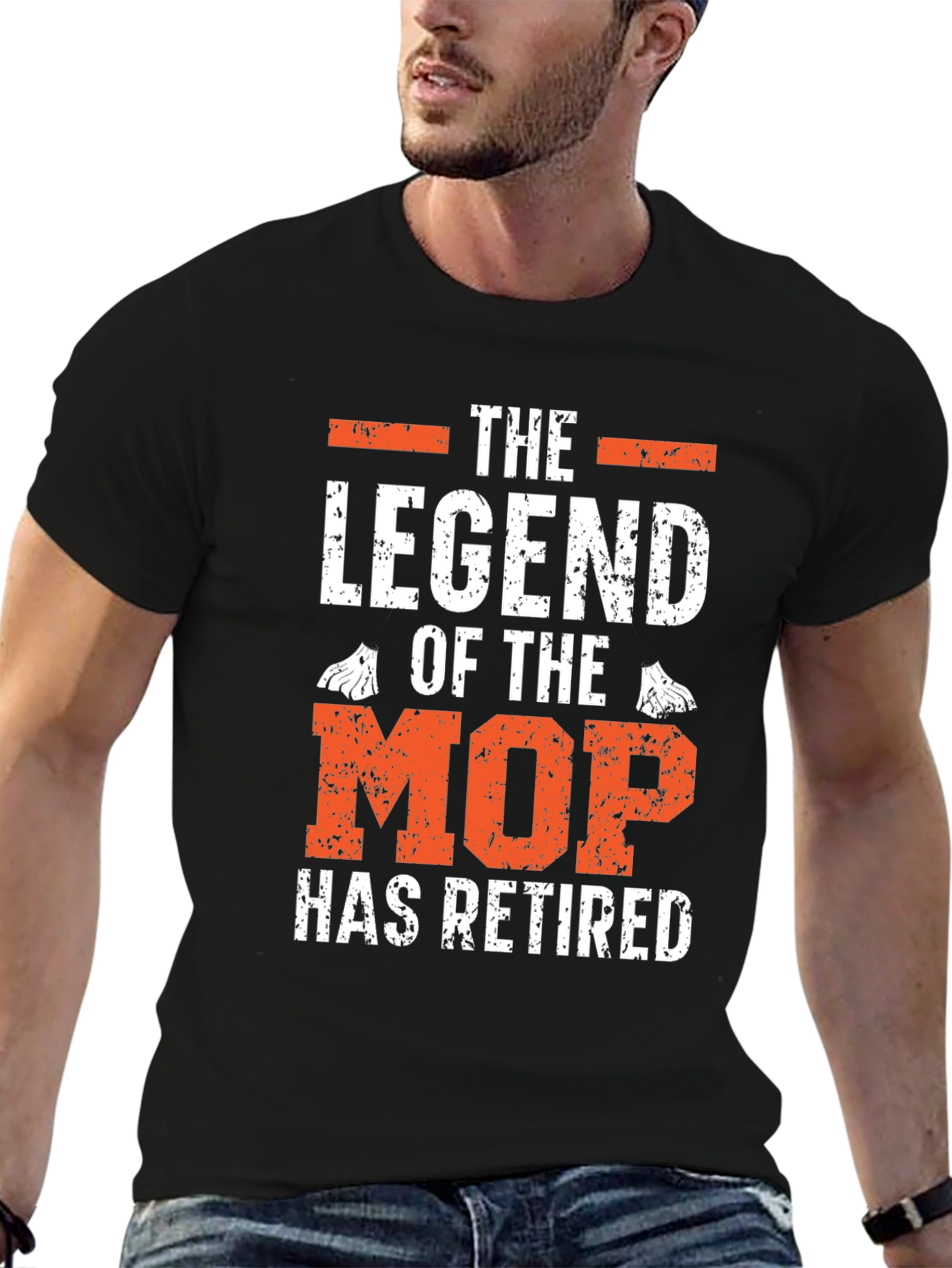 Black Retired Legend of the Mop Graphic T-Shirt view 6