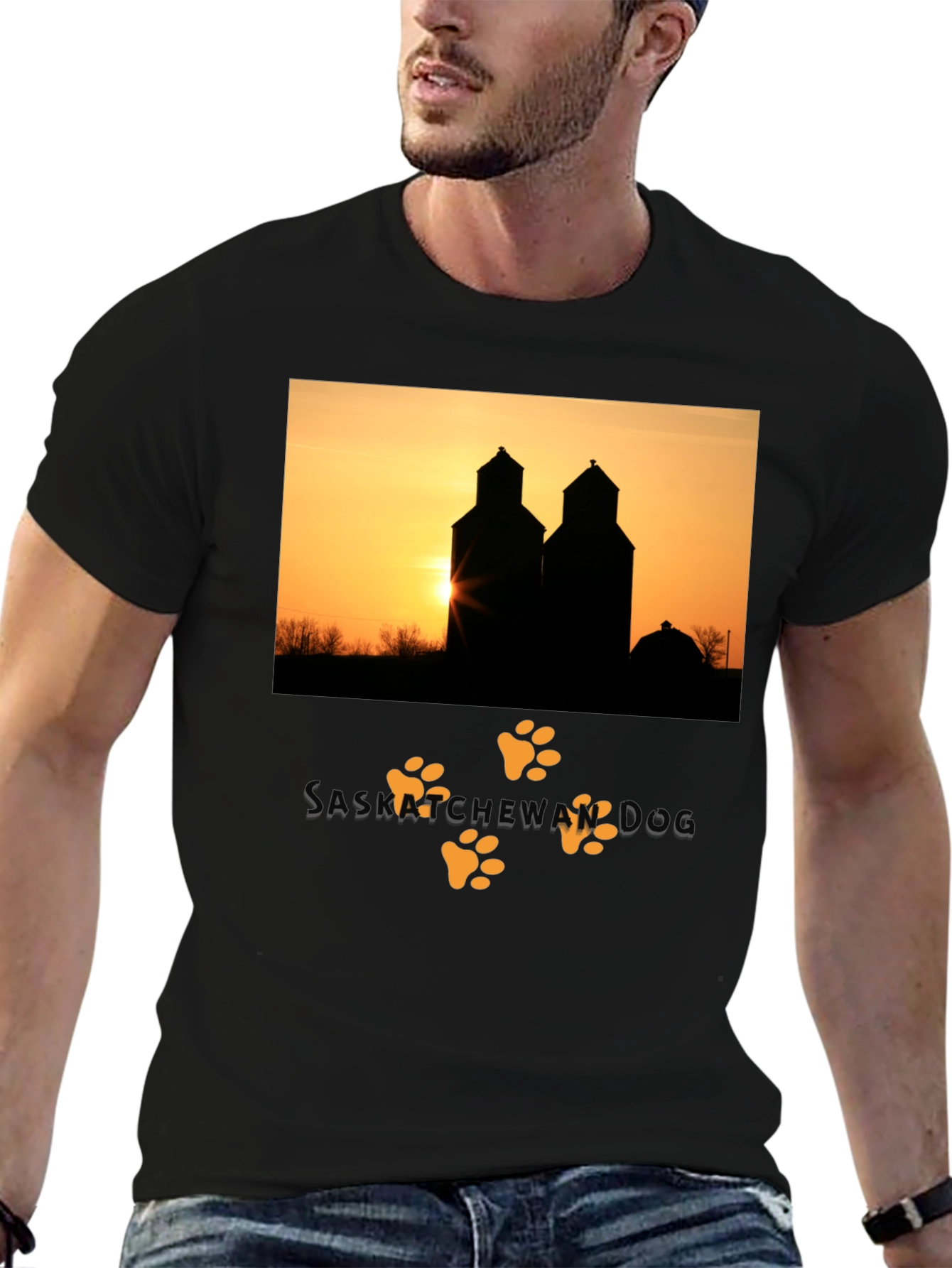 Black Saskatchewan Sunset Silhouette Tee view 6