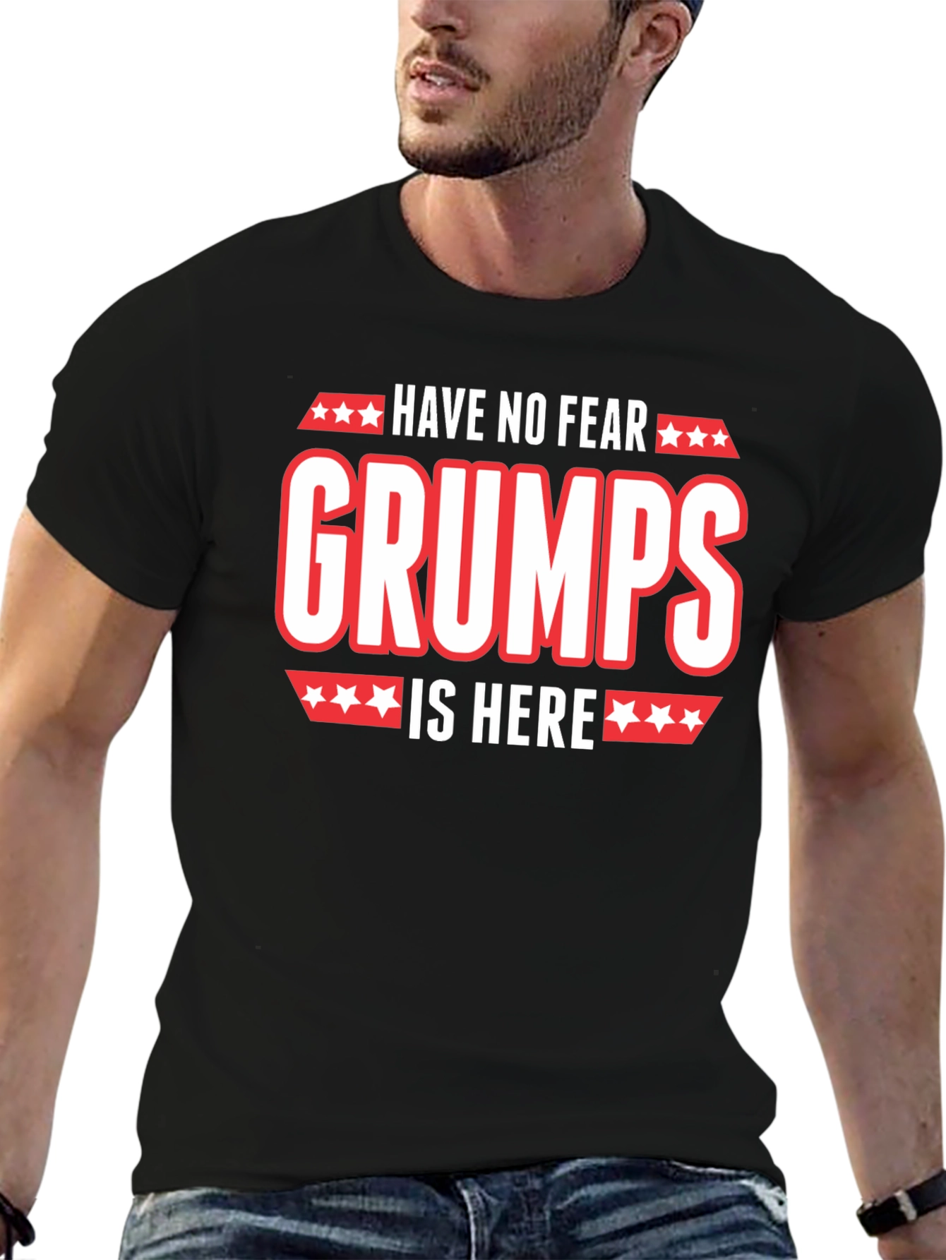 Black Have No Fear Grumps Is Here Funny T-Shirt view 6