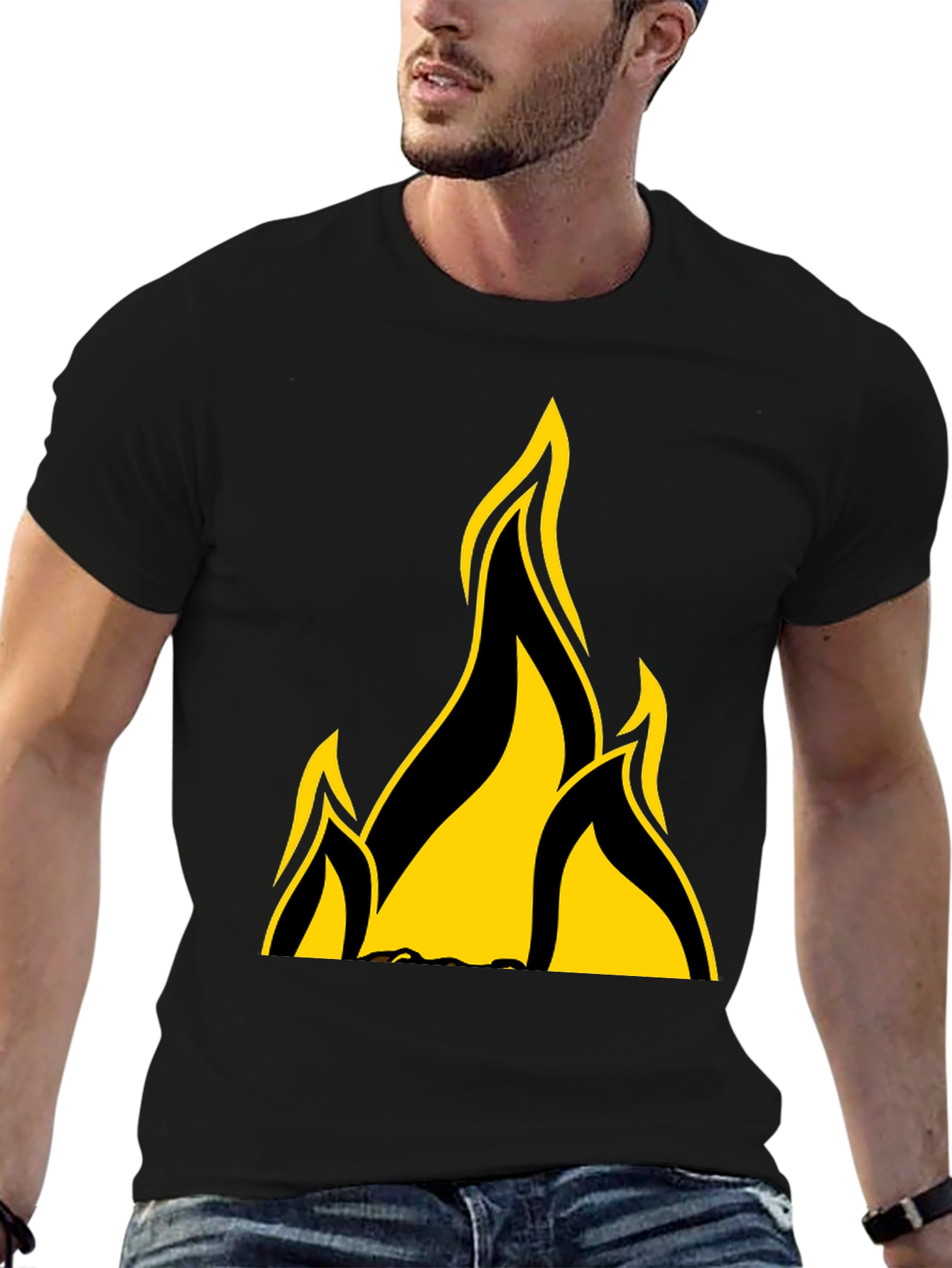 Black Flame Graphic Black T-Shirt view 6