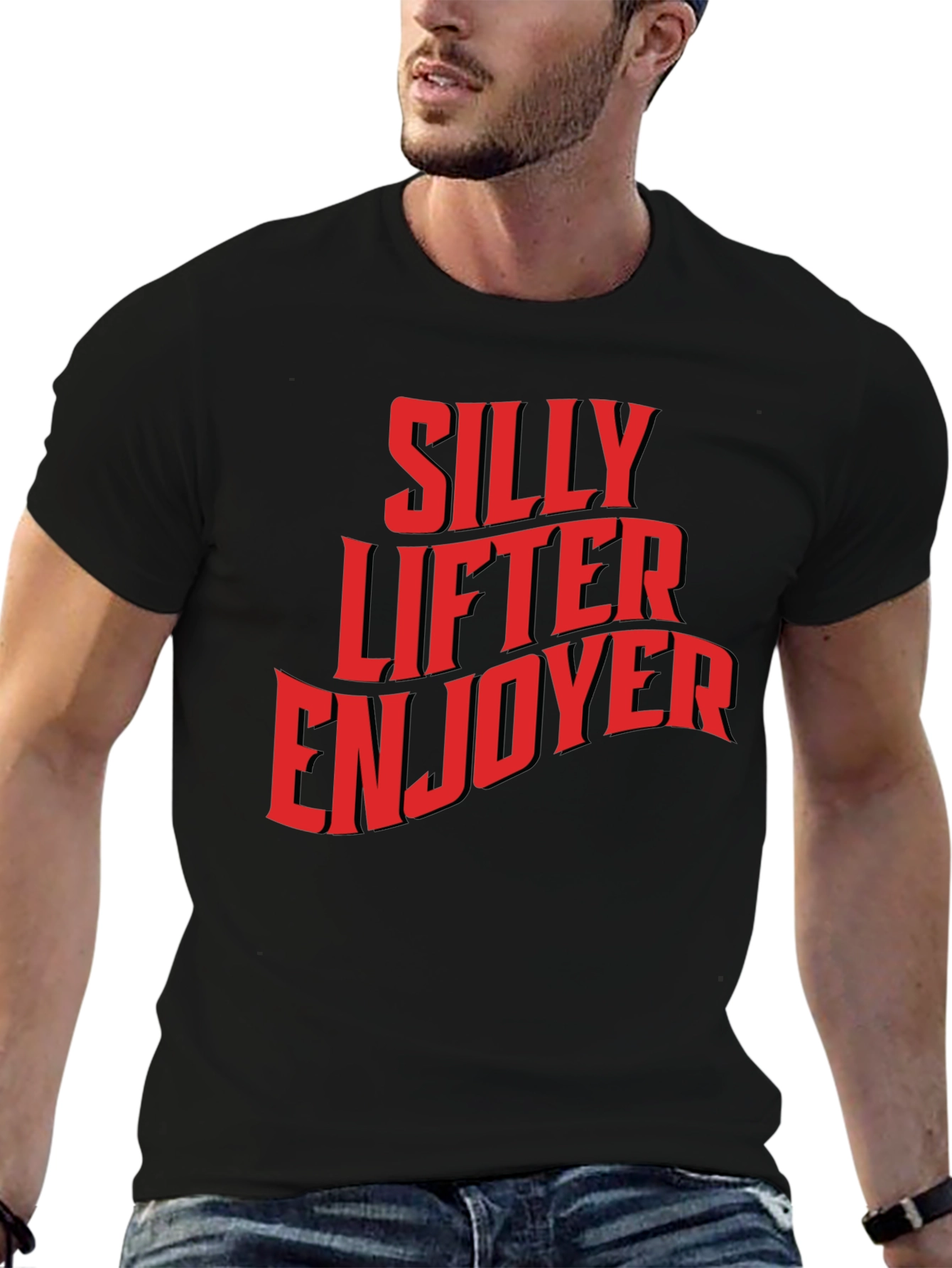 Black Silly Lifter Enjoyer Graphic T-Shirt view 6