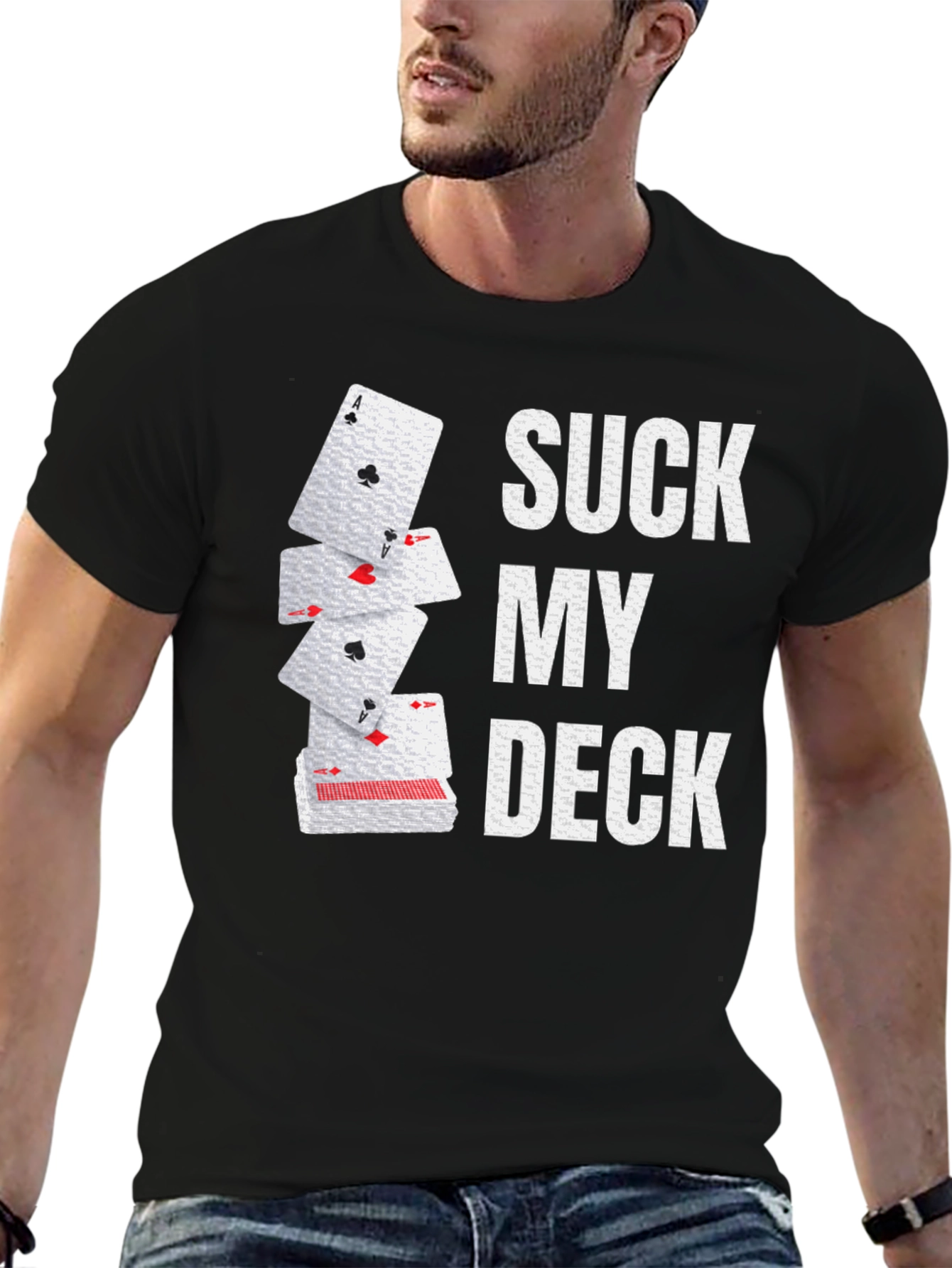 Black Suck My Deck Playing Card Graphic Novelty T-Shirt view 6