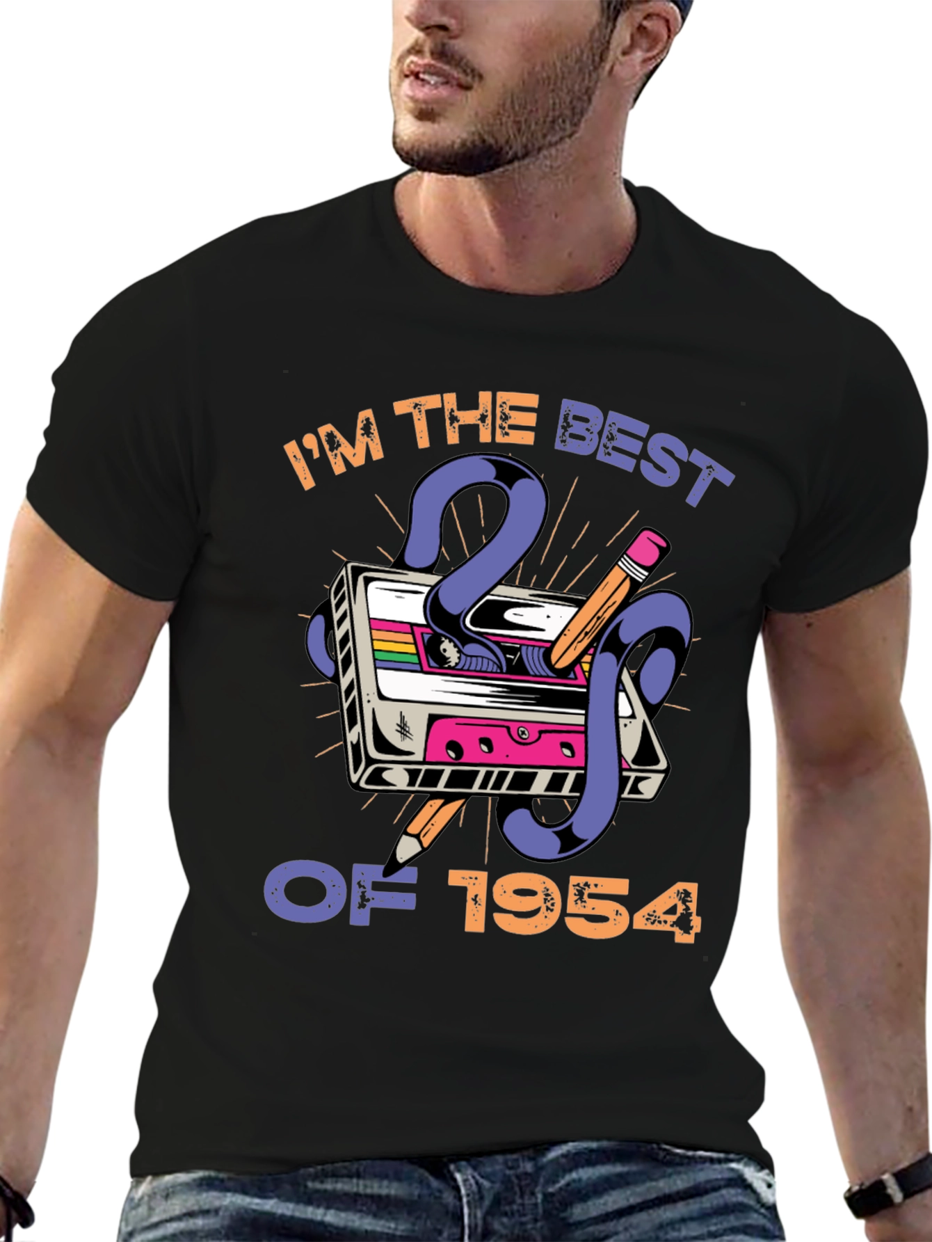 Black Best of 1954 Cassette Tape T-Shirt  view 6