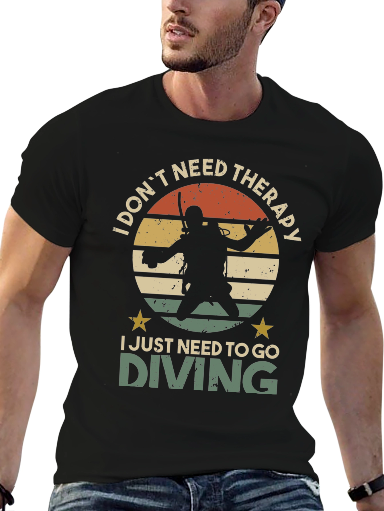 Black Diving Therapy Graphic T-Shirt view 6