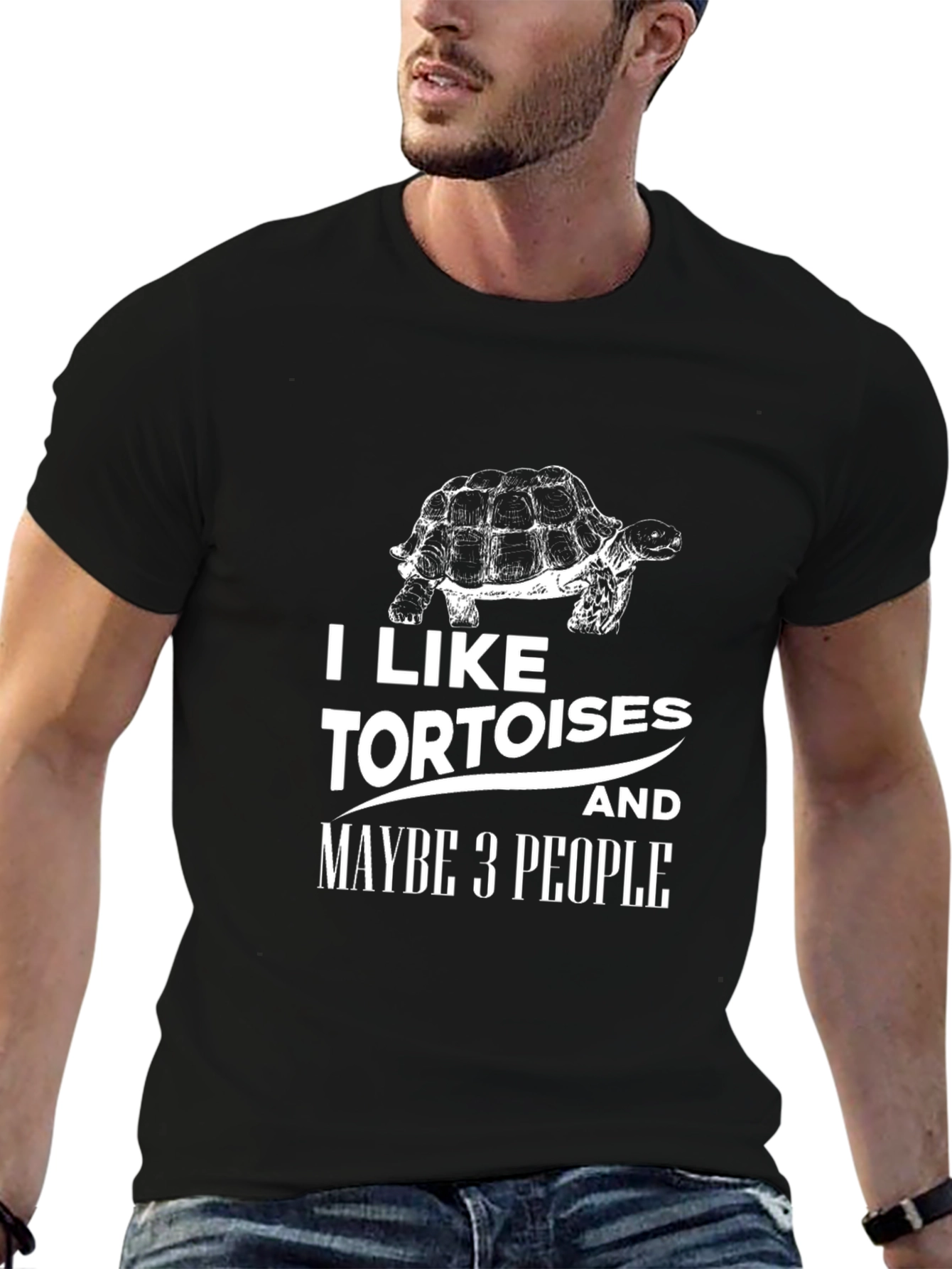 Black Tortoise Lover T-Shirt: "I Like Tortoises and Maybe 3 People" view 6