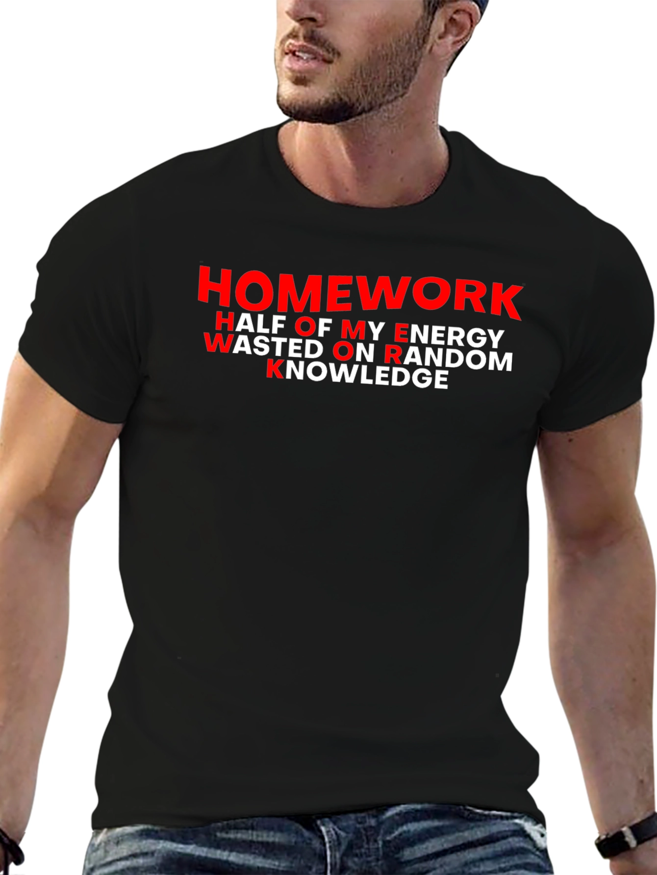 Black Homework W.O.R.K. Men's Graphic Tee - Black view 6