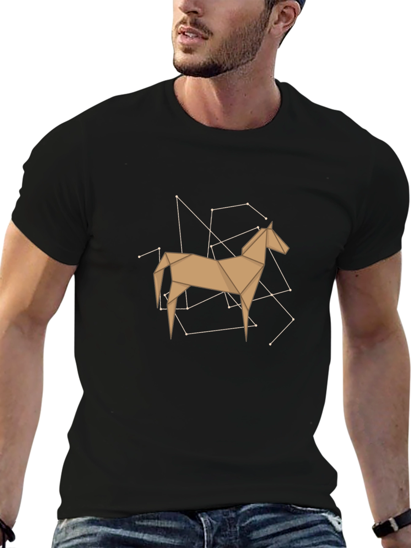 Black Geometric Horse T-Shirt - Stylish & Modern view 6