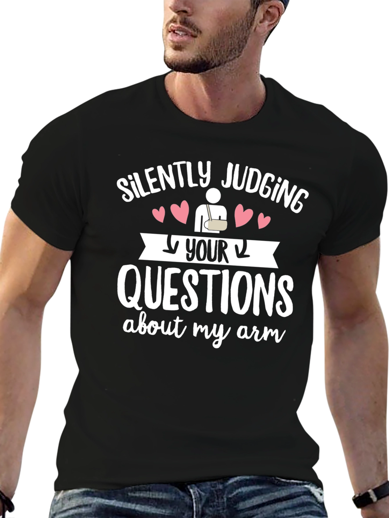Black Silently Judging Your Arm Questions Graphic Tee view 6