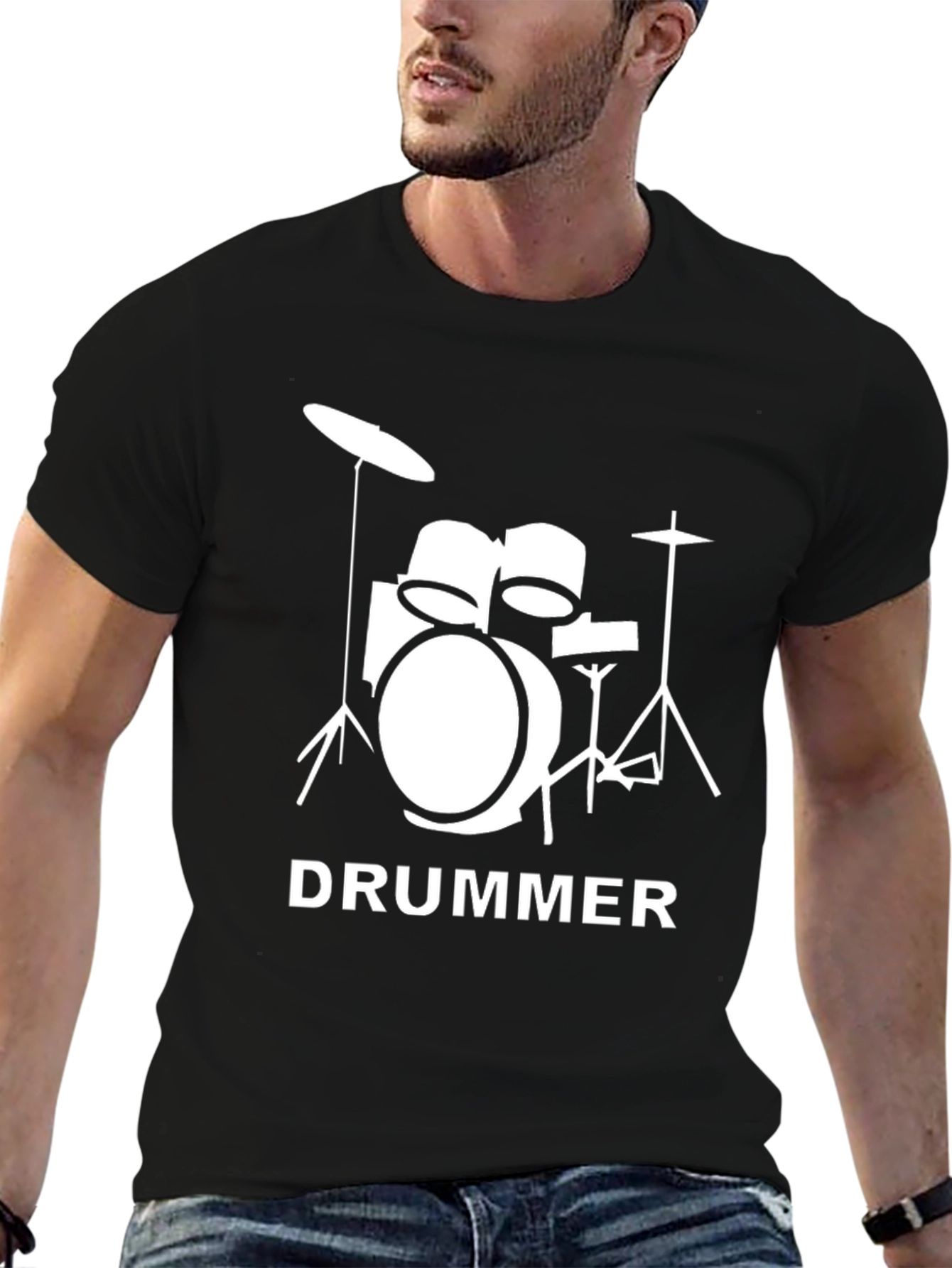 Black Drummer T-Shirt - Music Lover's Tee view 6