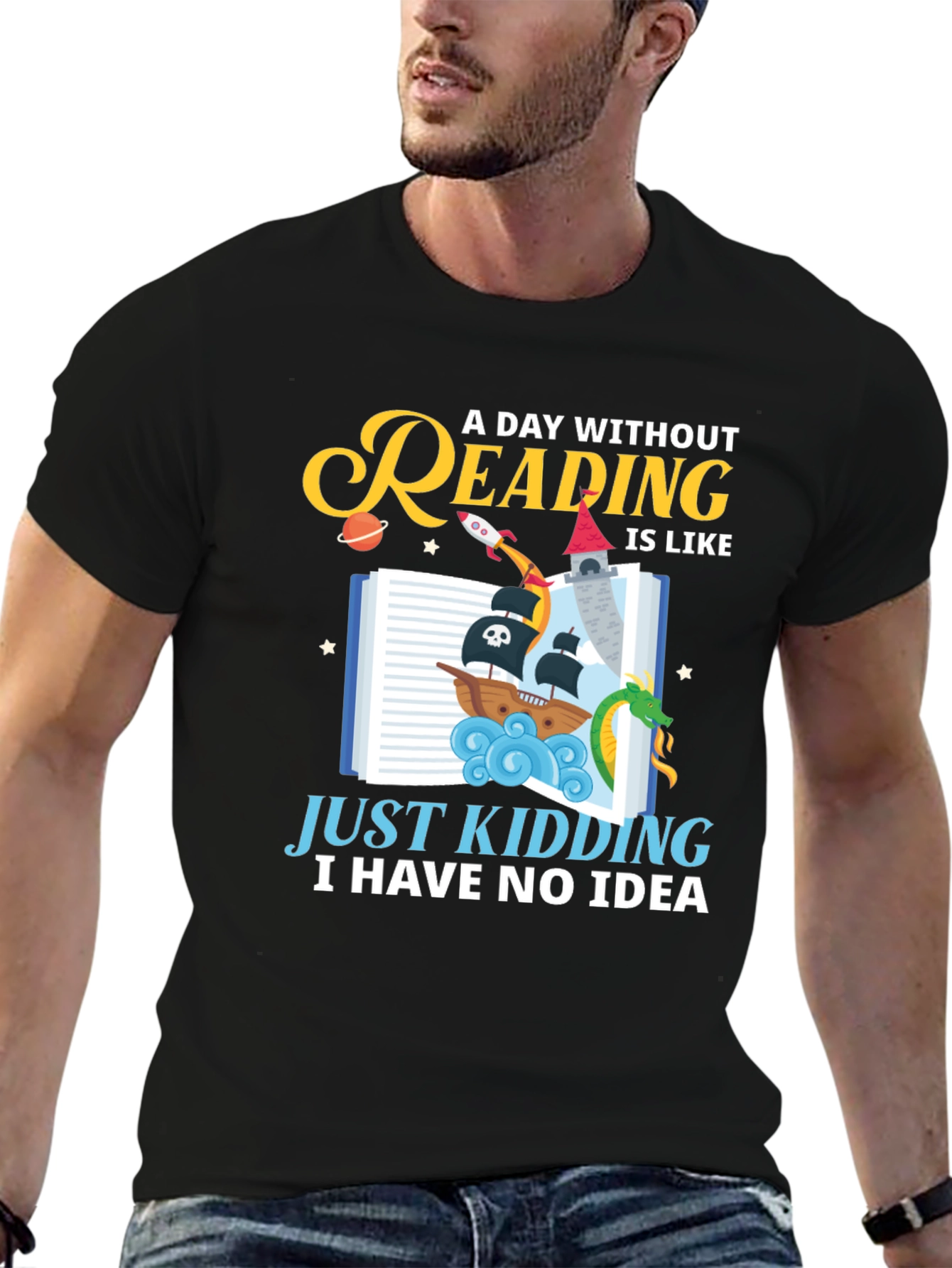 Black Funny Reading T-Shirt - Book Lover Gift view 6