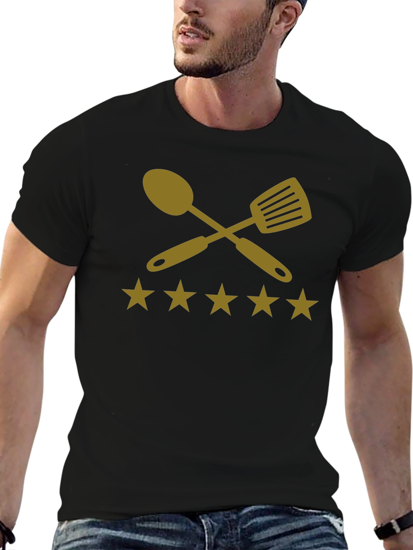 Black Chef's Rating T-Shirt - Premium Cotton Cookwear view 6