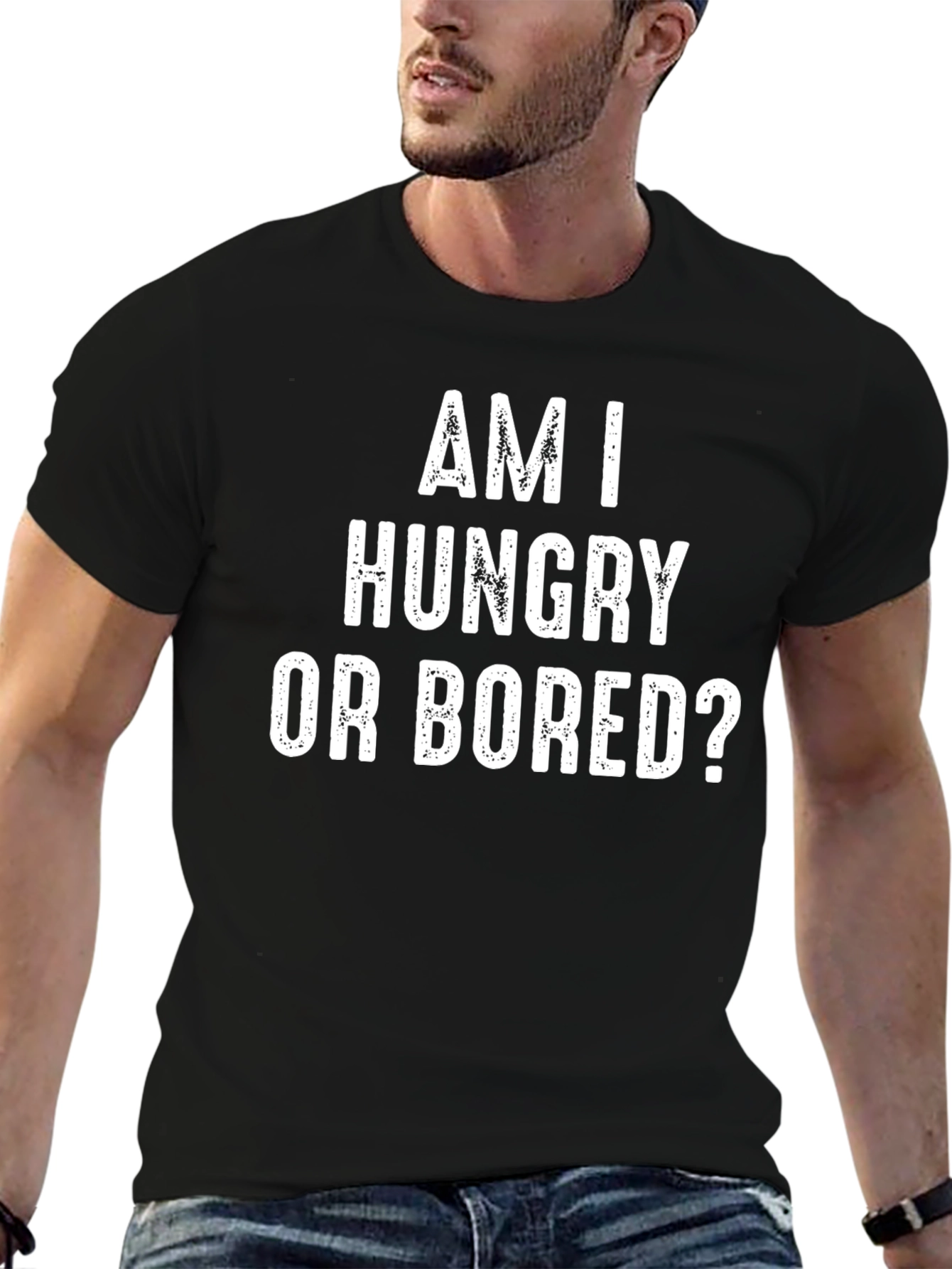 Am I Hungry or Bored? Graphic Tee - Black T-Shirt - 6