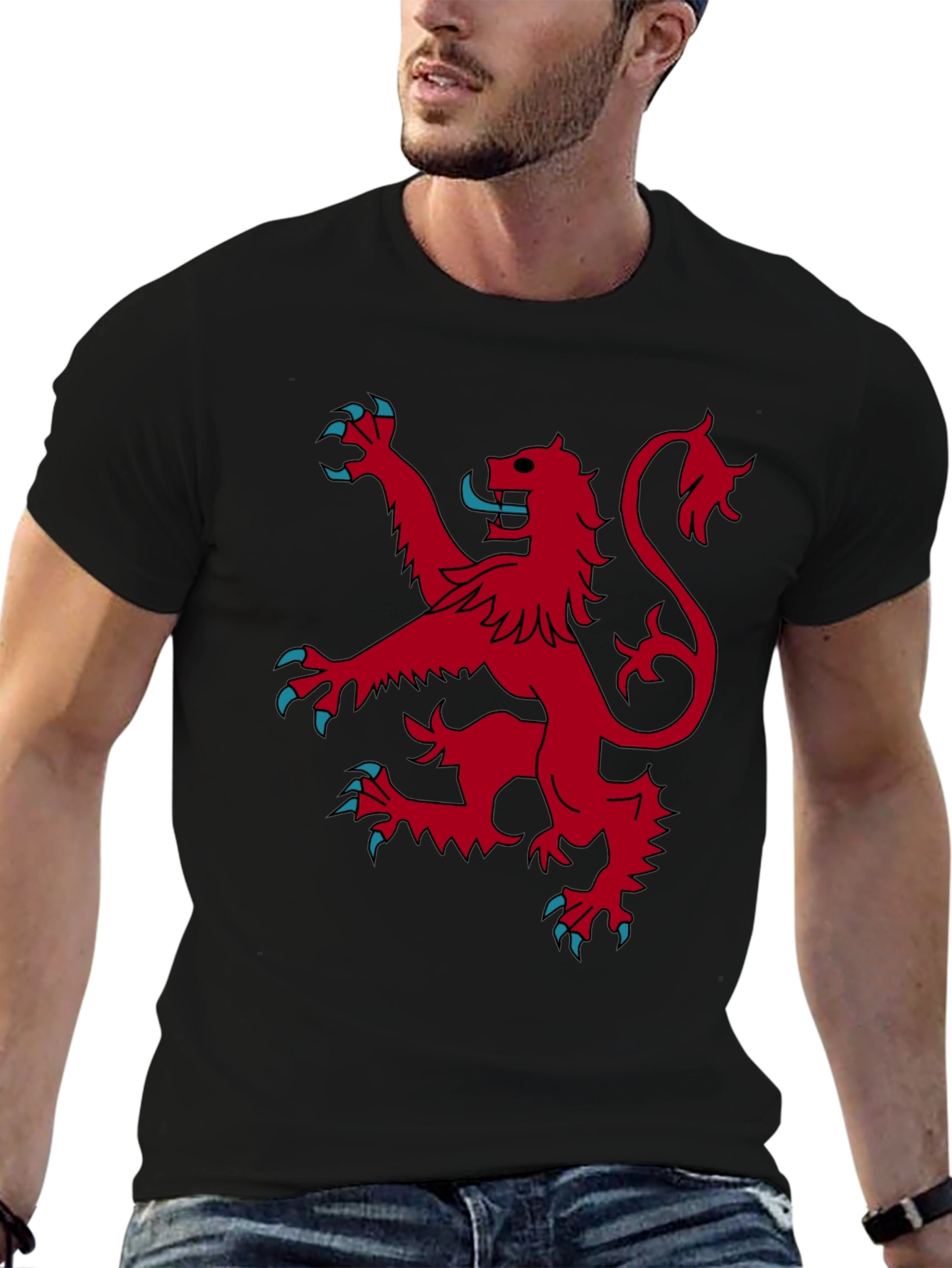 Black Red Lion Rampant Graphic Black T-Shirt view 6
