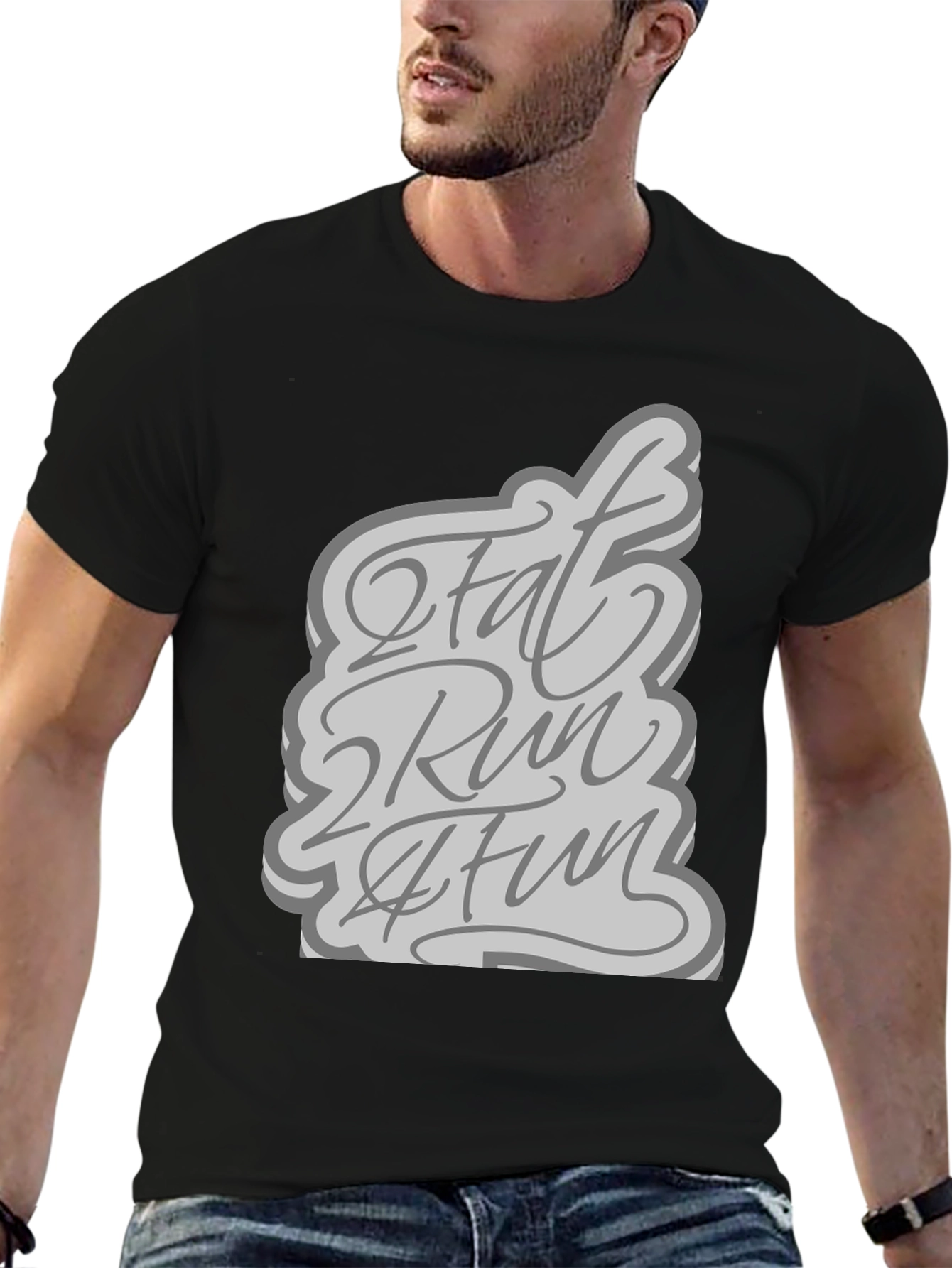 Black 2 Fat 2 Run 4 Fun Graphic Tee - Black view 6
