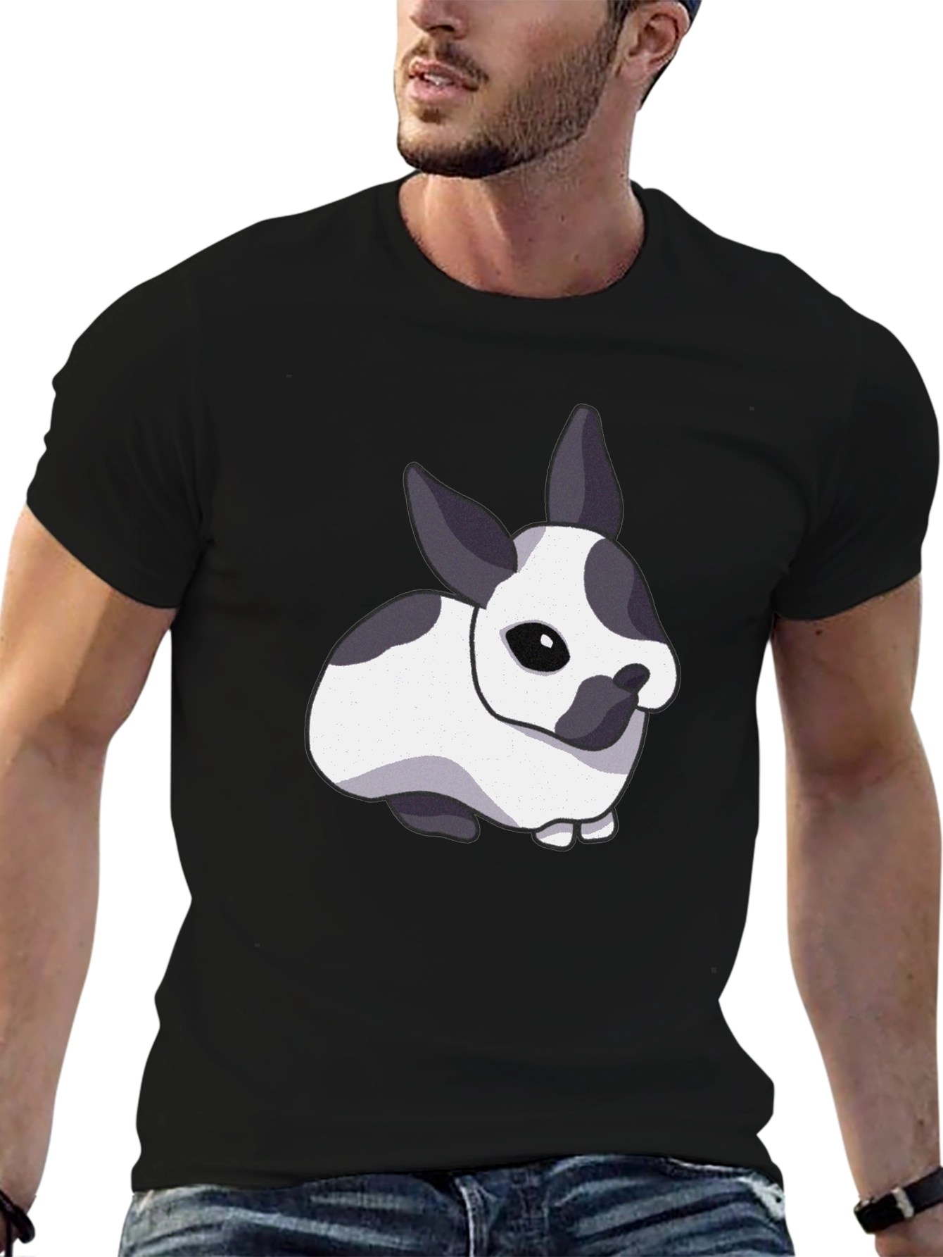 Black Cute Bunny Graphic T-Shirt - Black view 6