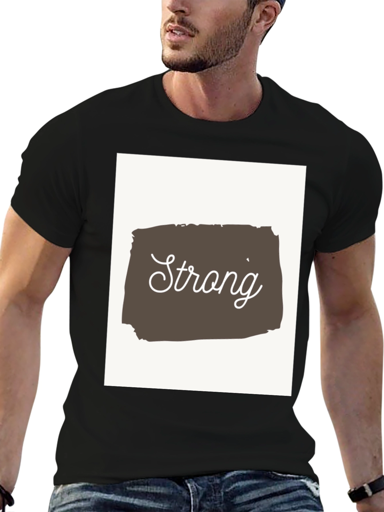 Black Strong Graphic Tee - Motivational Shirt view 6