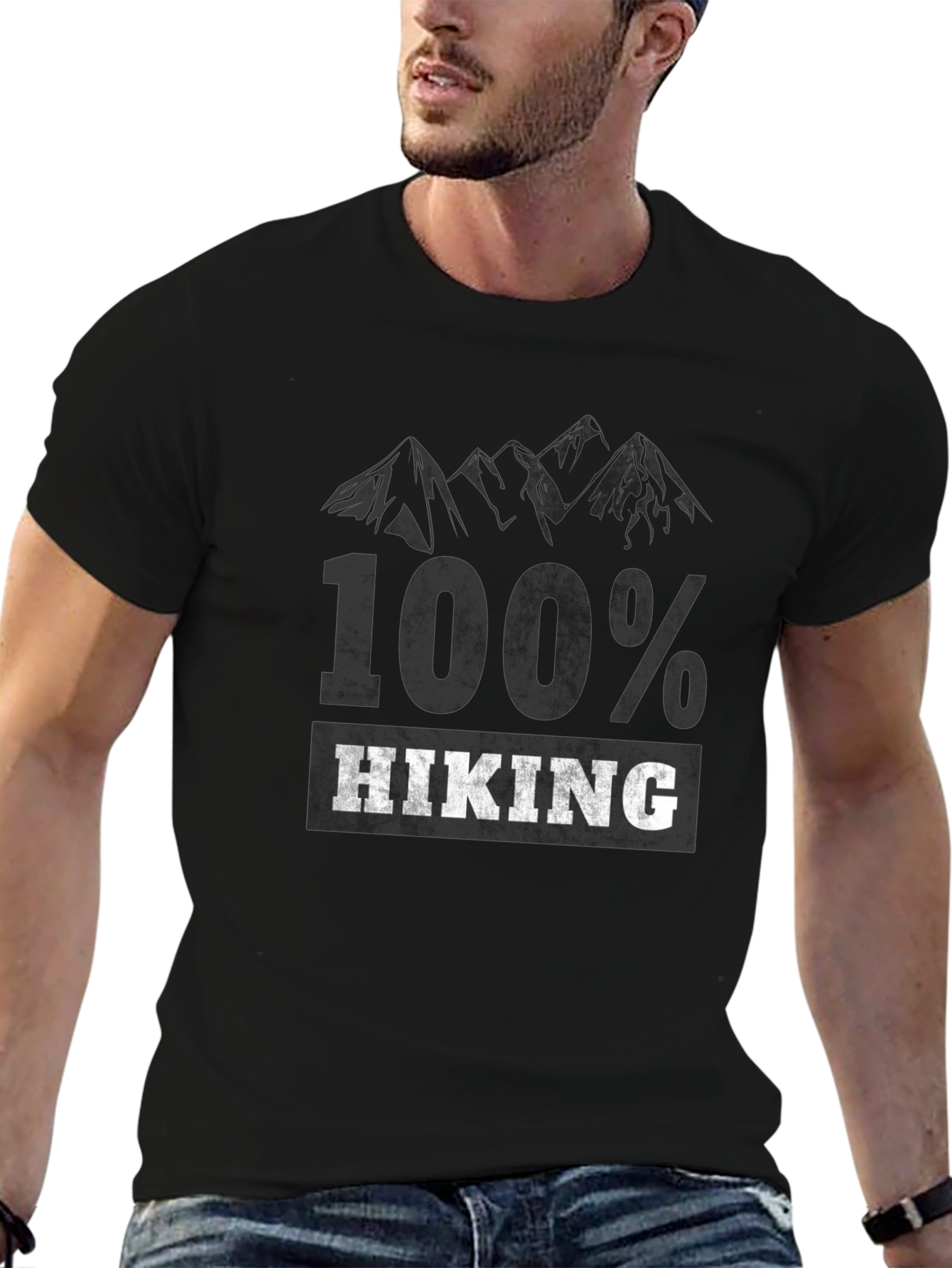 Black 100% Hiking Graphic T-Shirt - Outdoor Adventure view 6