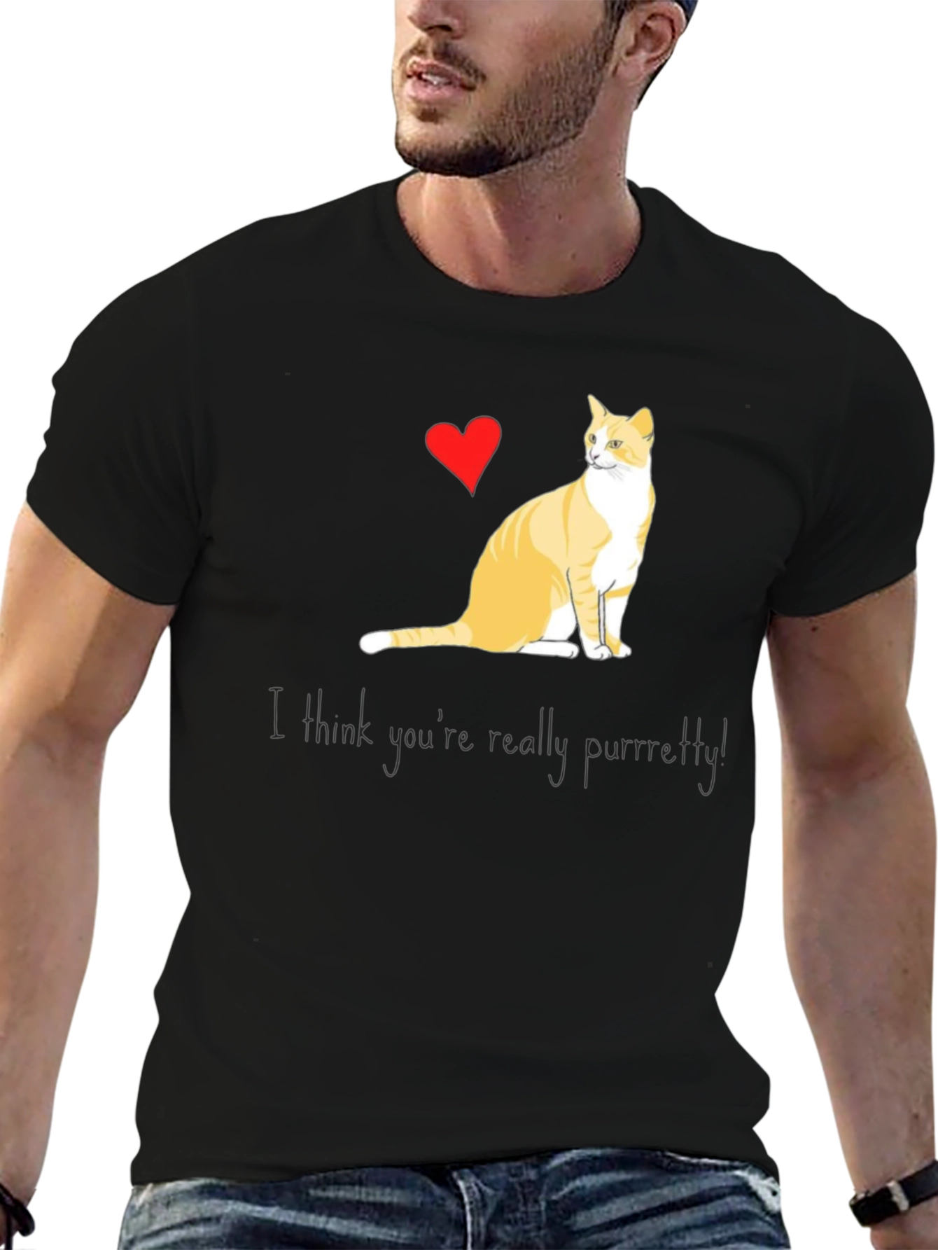 Black Purrfectly Pretty Cat Graphic T-Shirt view 6