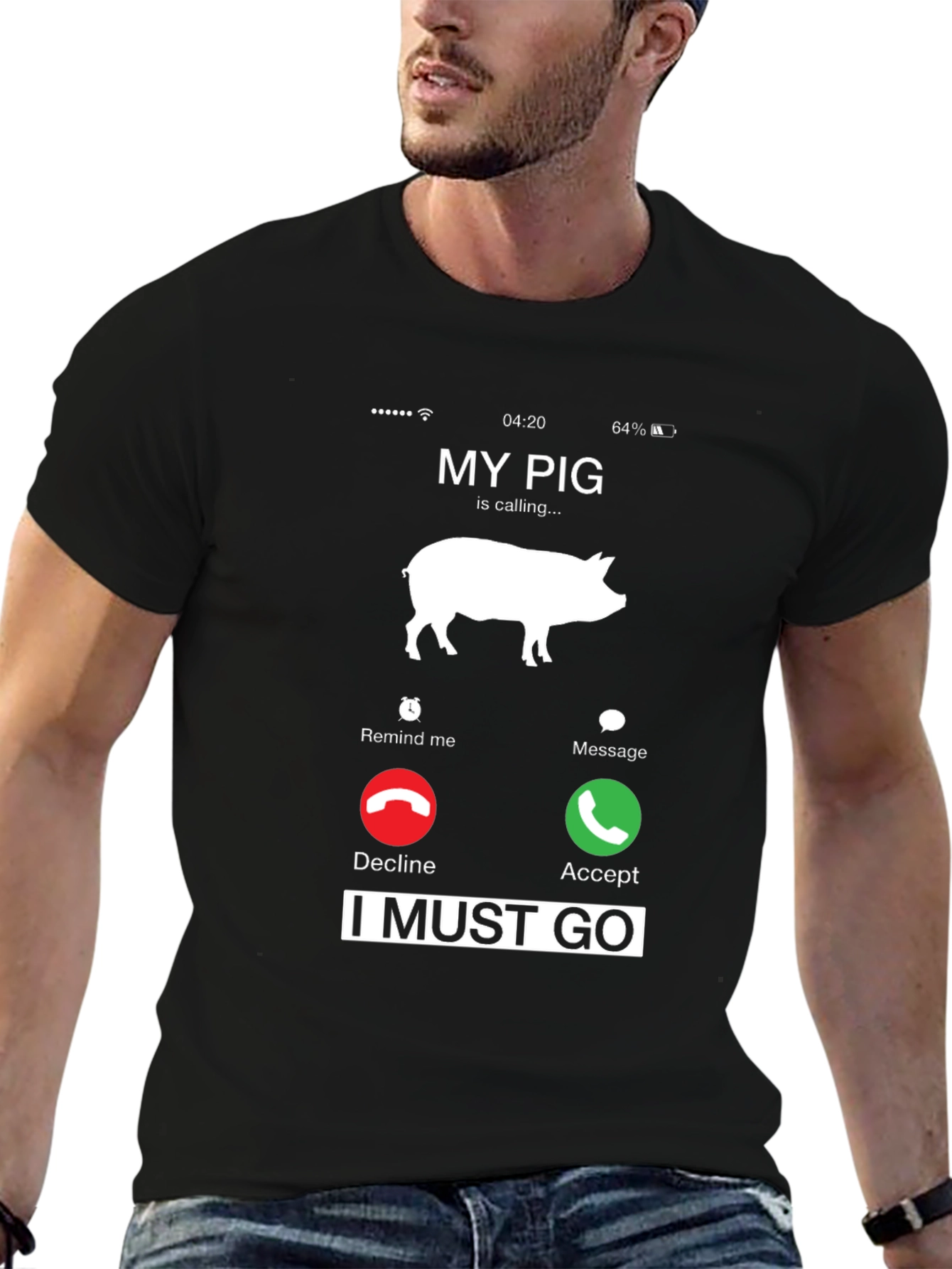 Black My Pig Is Calling T-Shirt Funny Animal Lover Tee view 6