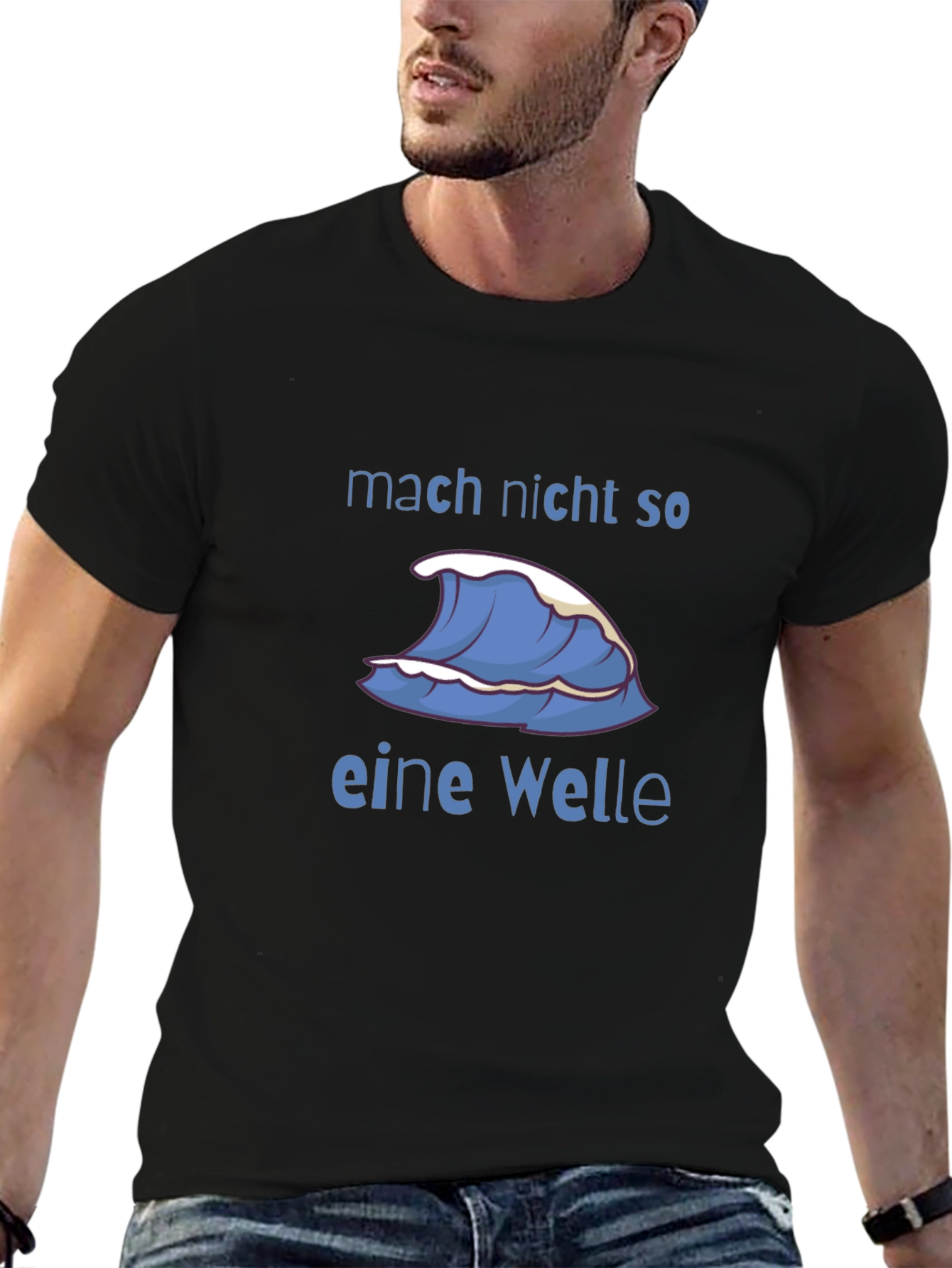 Black Mach Nicht So Eine Welle T-Shirt - Black Cotton Graphic Tee view 6