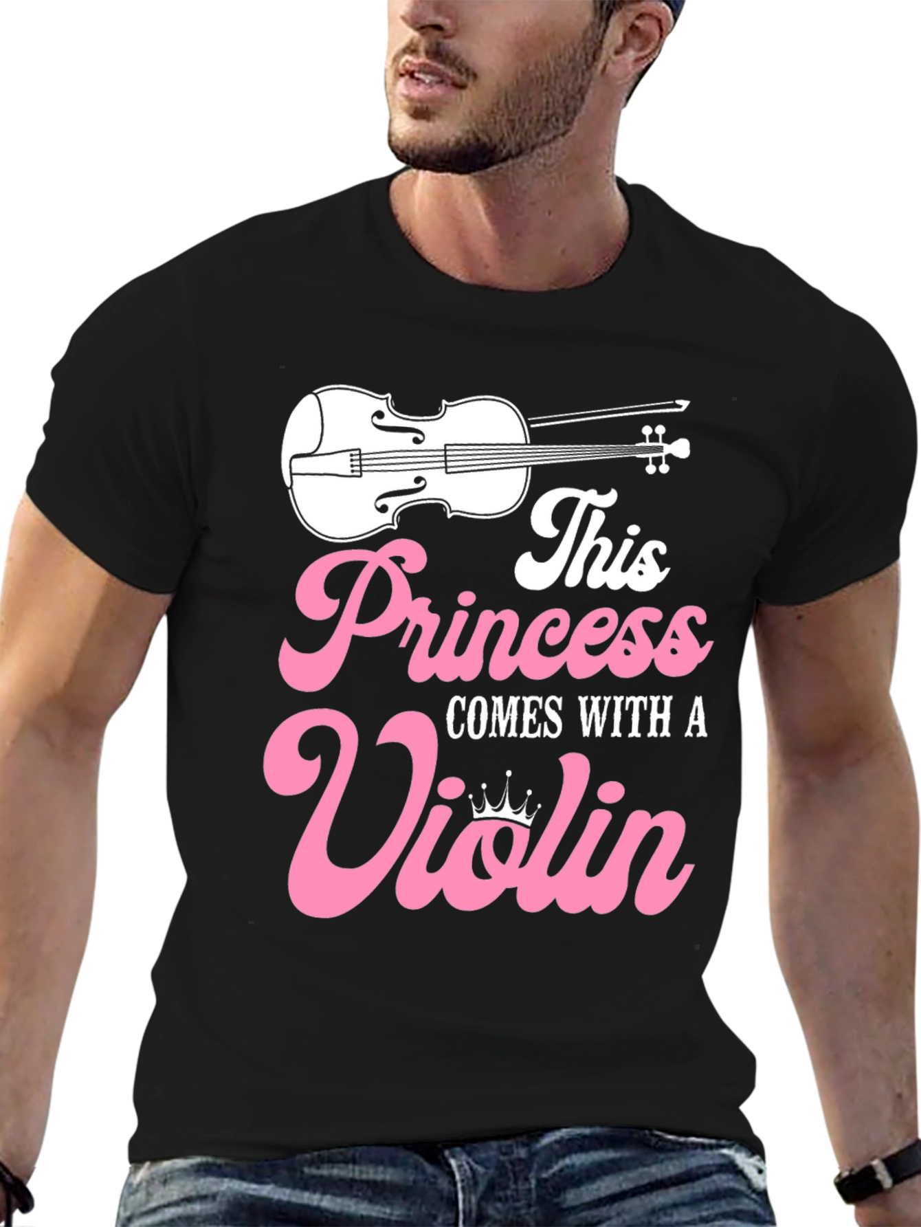 Black Princess Violin T-Shirt - Musician Girl Tee view 6