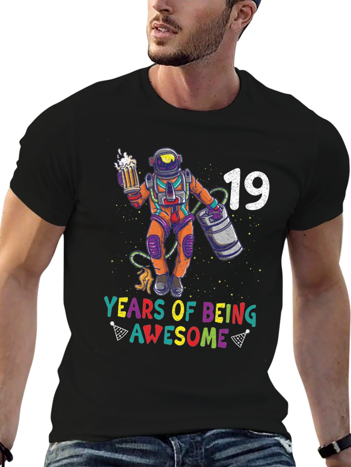 Black 19 Years of Being Awesome Graphic T-Shirt view 6