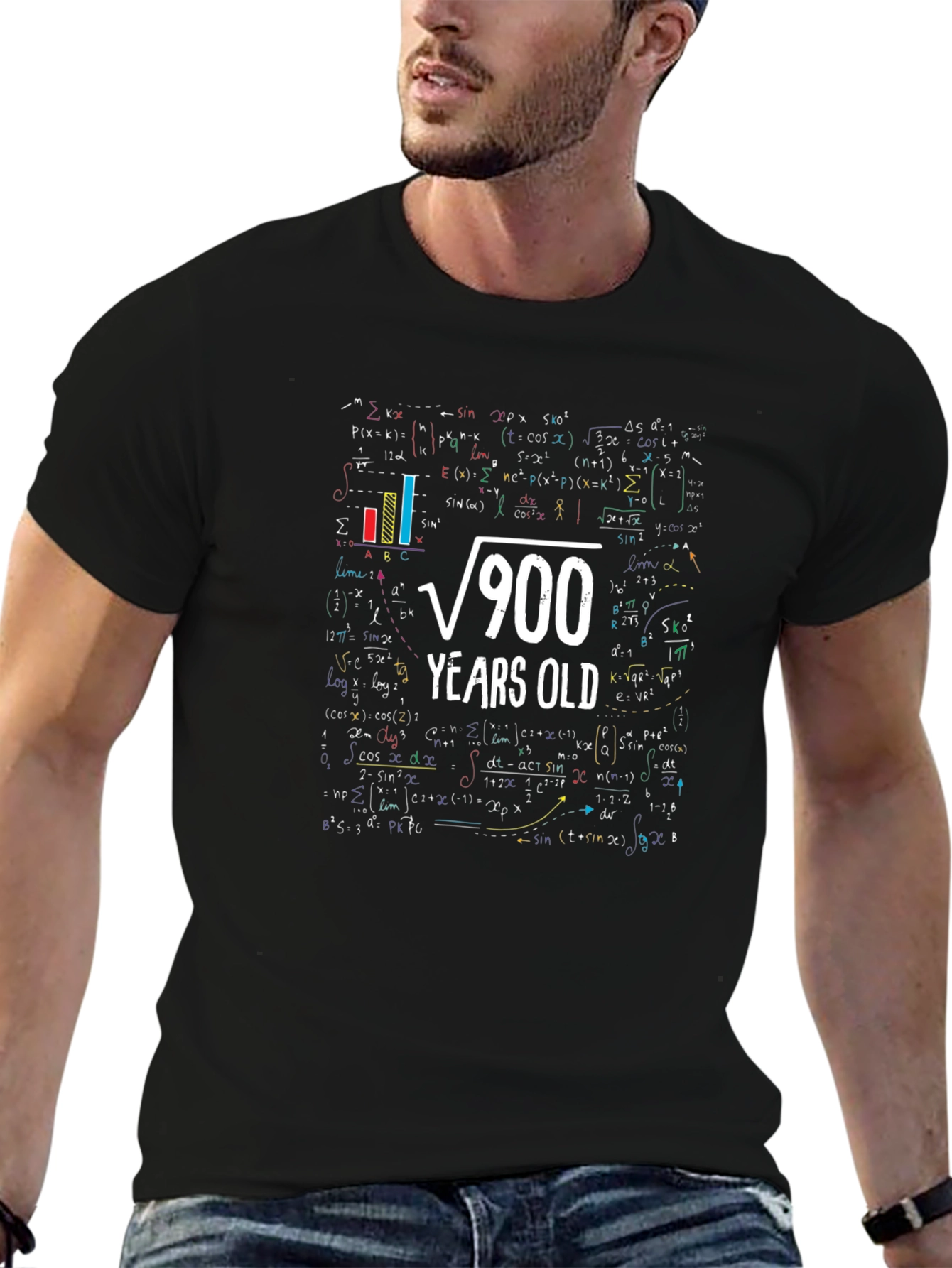 Black Funny Math T-Shirt: Square Root of 900 - 30 Years Old view 6