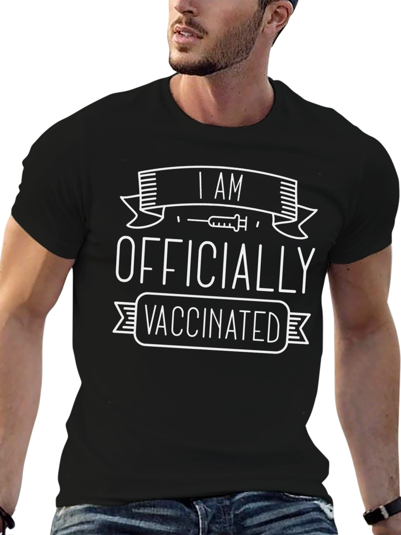 Black Officially Vaccinated Graphic T-Shirt view 6