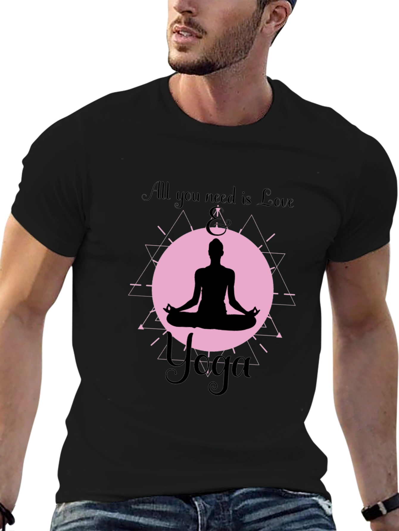Black Yoga Love Graphic T-Shirt - Meditate in Style view 6