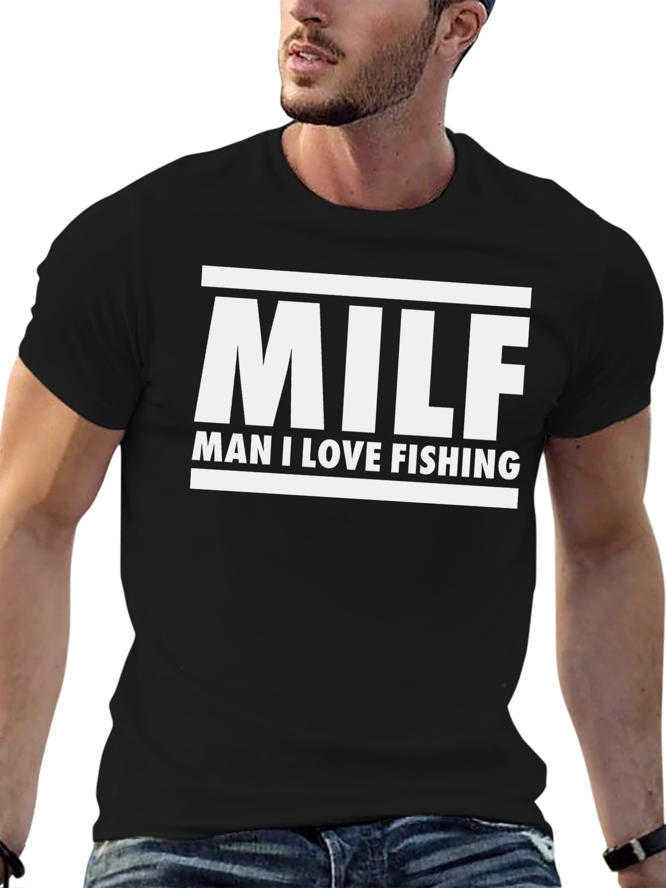 Black MILF Man I Love Fishing T-Shirt view 6