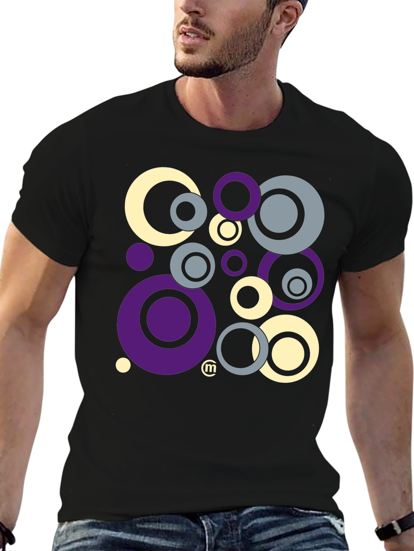 Black Retro Circle Graphic Tee - Black view 6