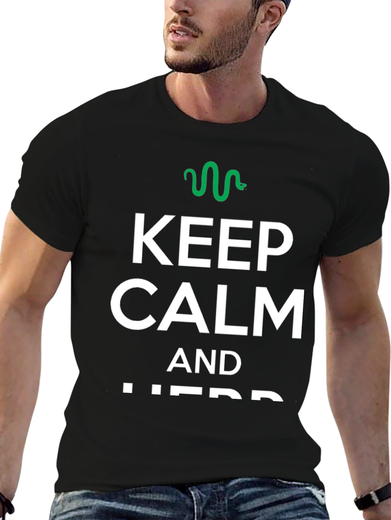 Black Keep Calm and Herd T-Shirt - Funny Snake Design view 6