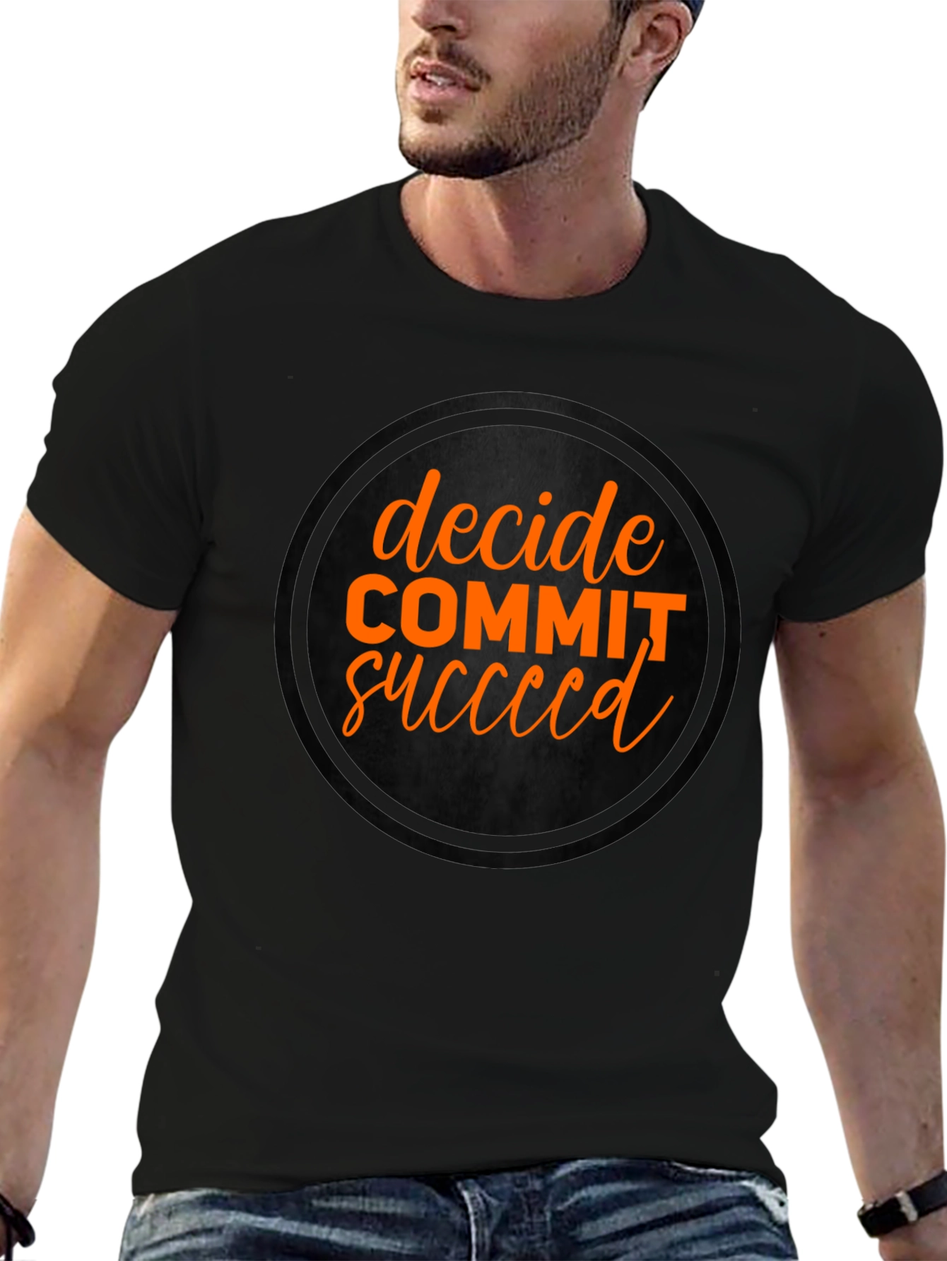 Black Decide Commit Succeed Black Graphic T-Shirt view 6