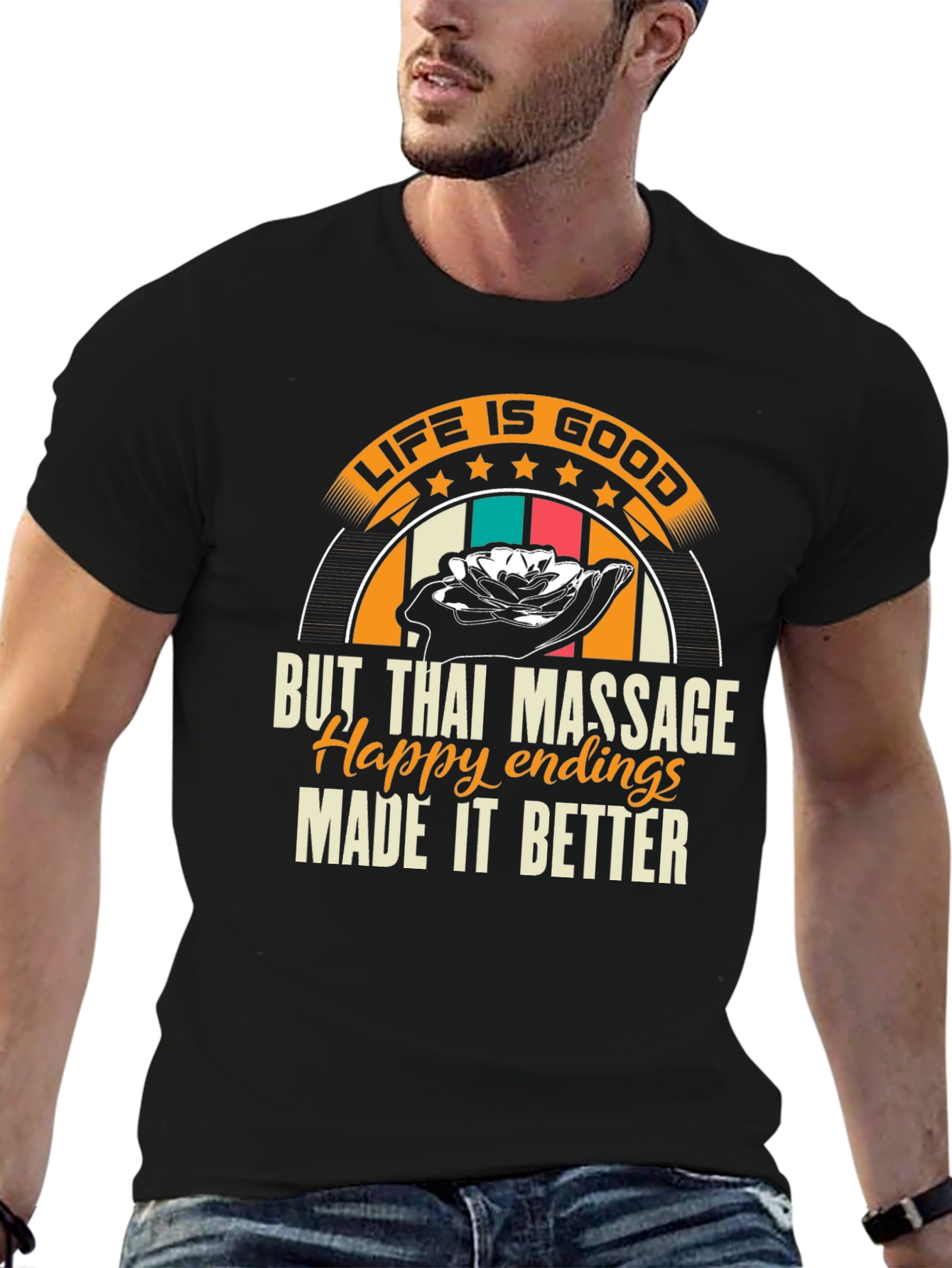 Black Life is Good Thai Massage T-Shirt view 6