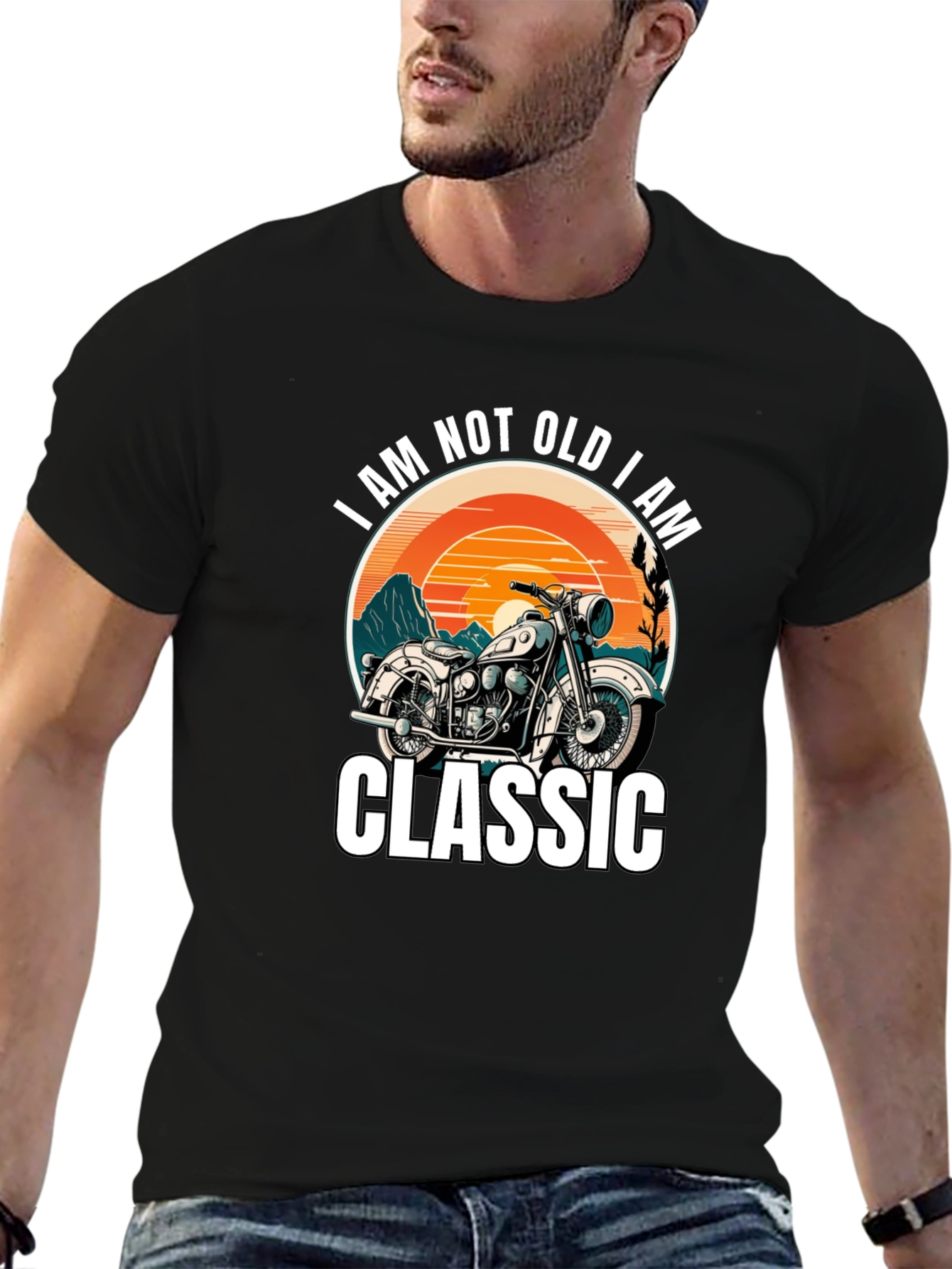 Black Classic Motorcycle T-Shirt - I Am Not Old view 6