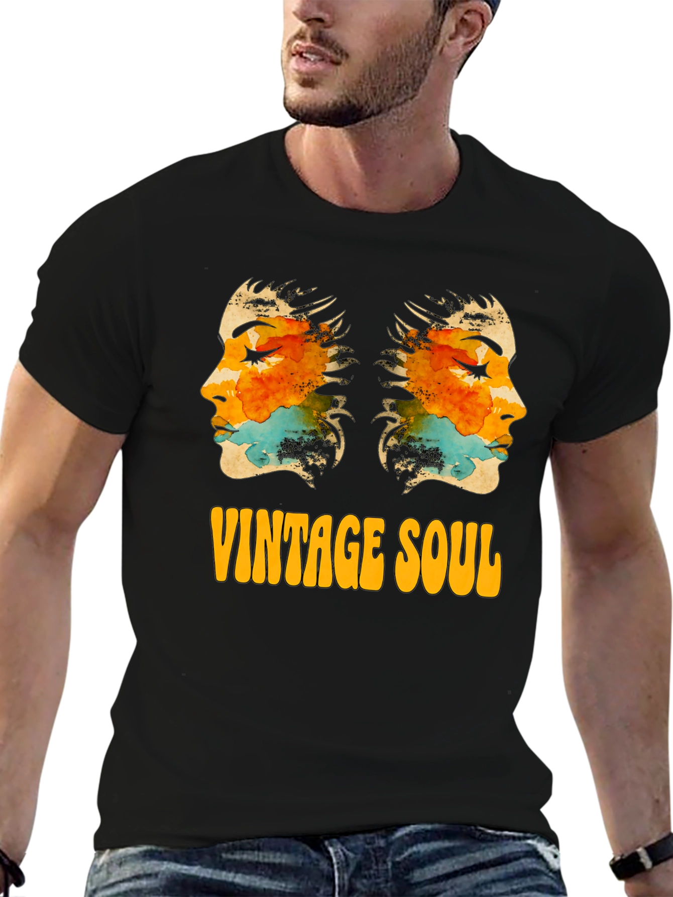Black Vintage Soul Graphic Tee - Stylish Unisex T-Shirt view 6