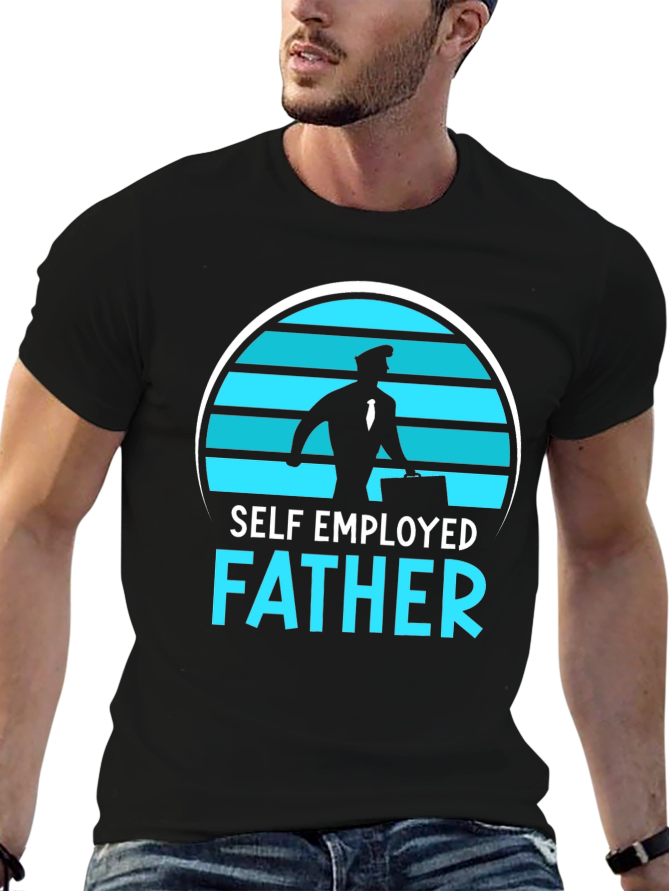 Black Self Employed Father Graphic T-Shirt view 6