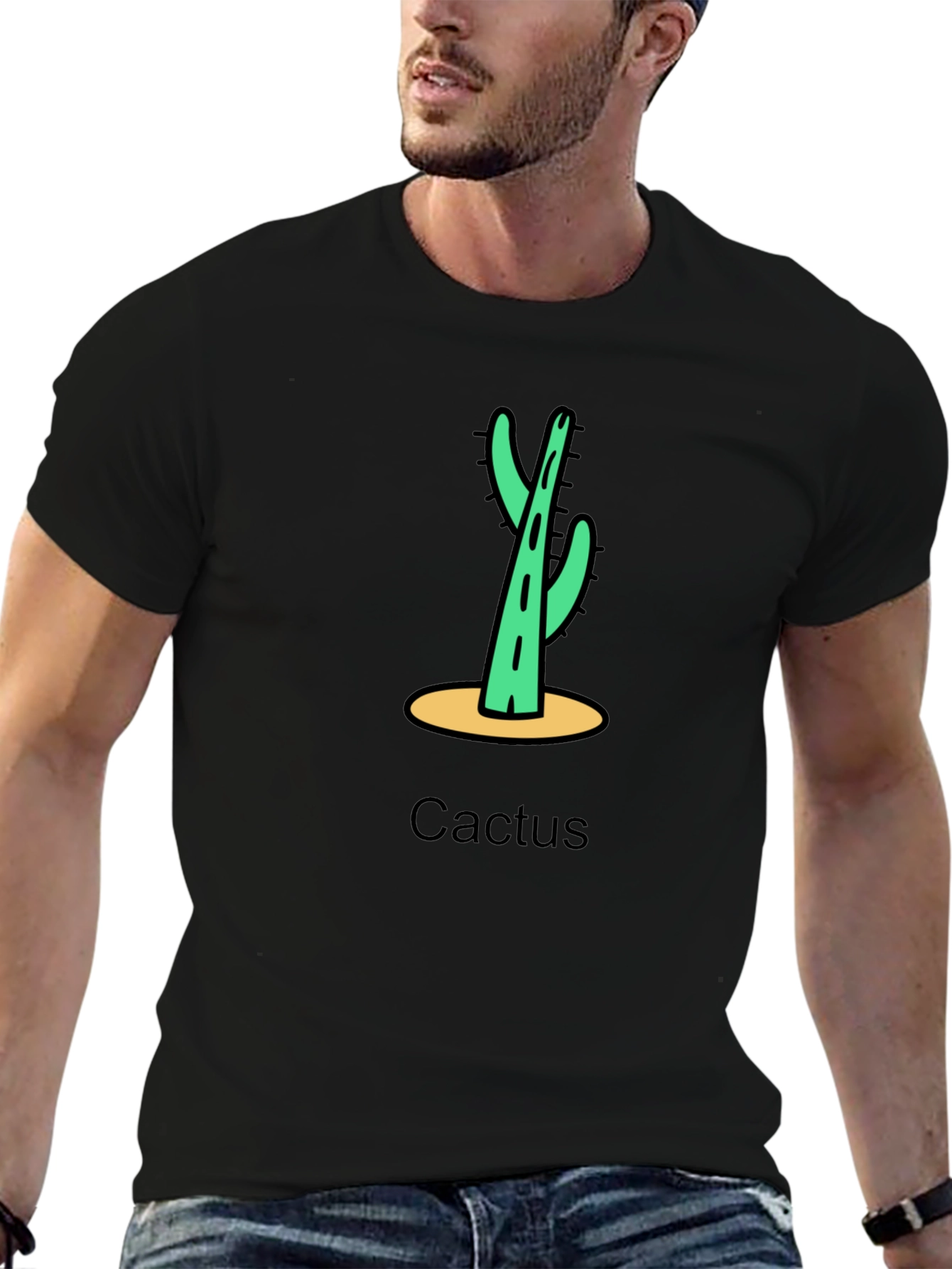 Black Cactus Graphic Tee - Casual Desert Style view 6