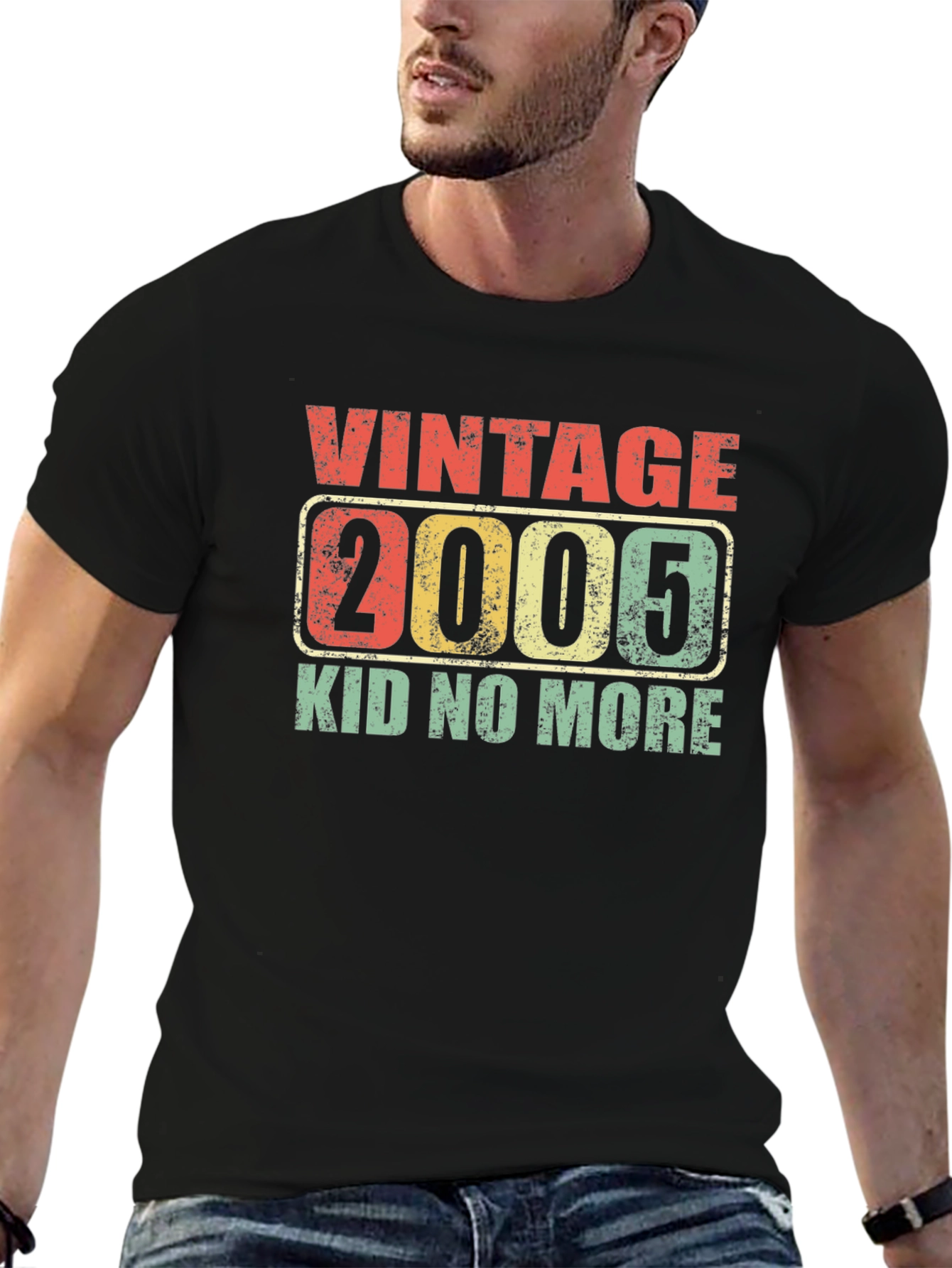 Black Vintage 2005 Birthday T-Shirt - Kid No More! view 6